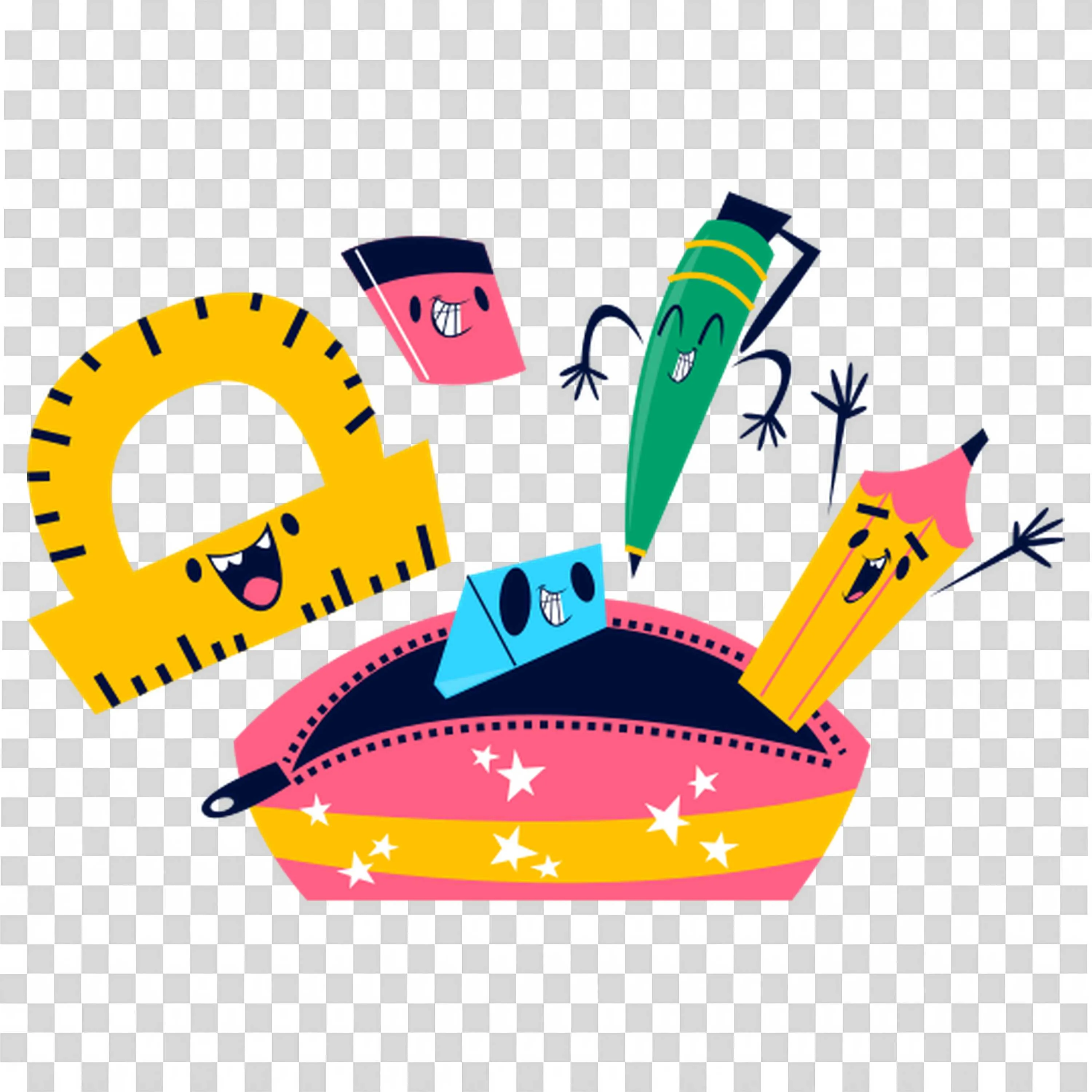 Fun and Friendly School Supplies Clipart Free PNG Image