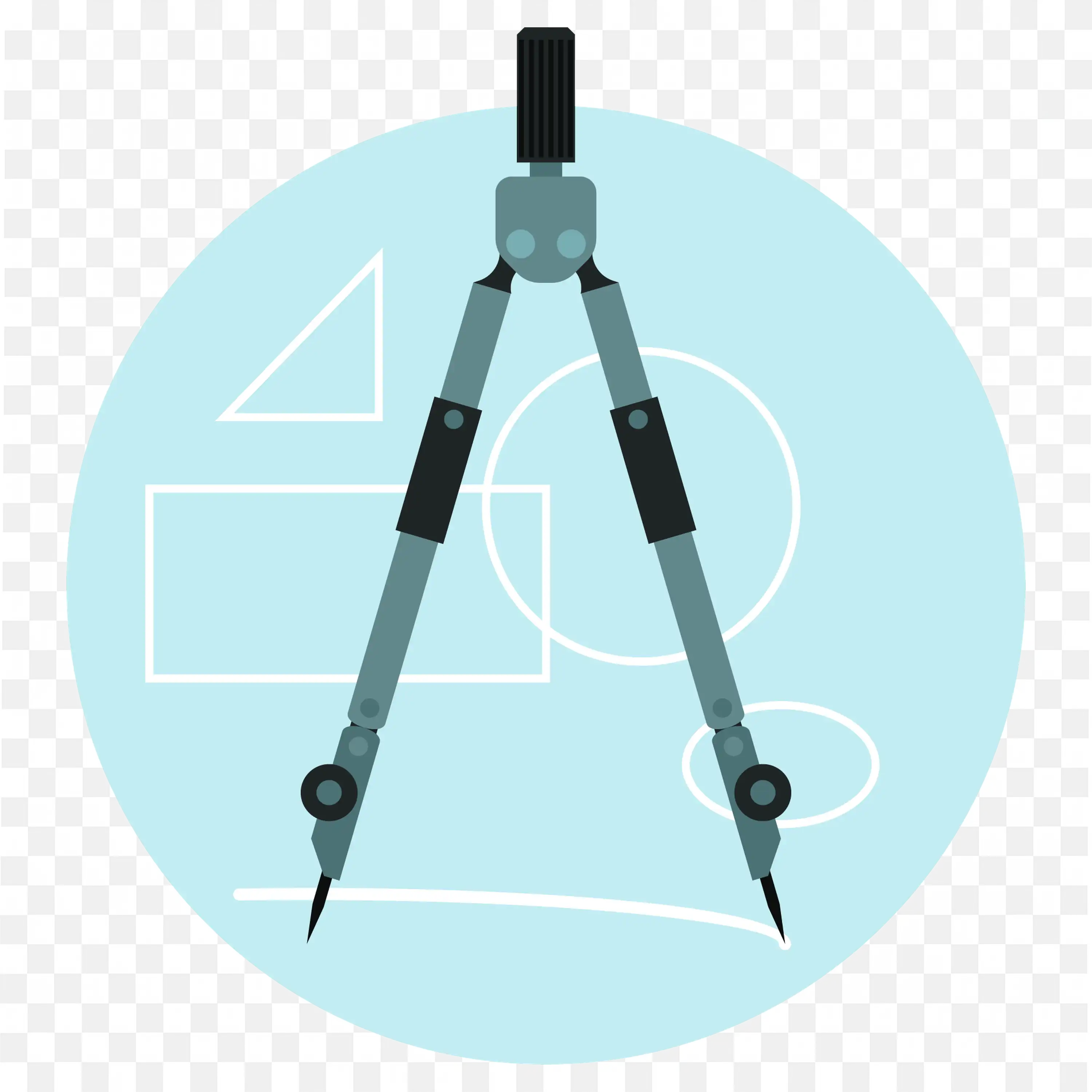 Geometry Compass with Shapes in Blue Circle Free PNG Image