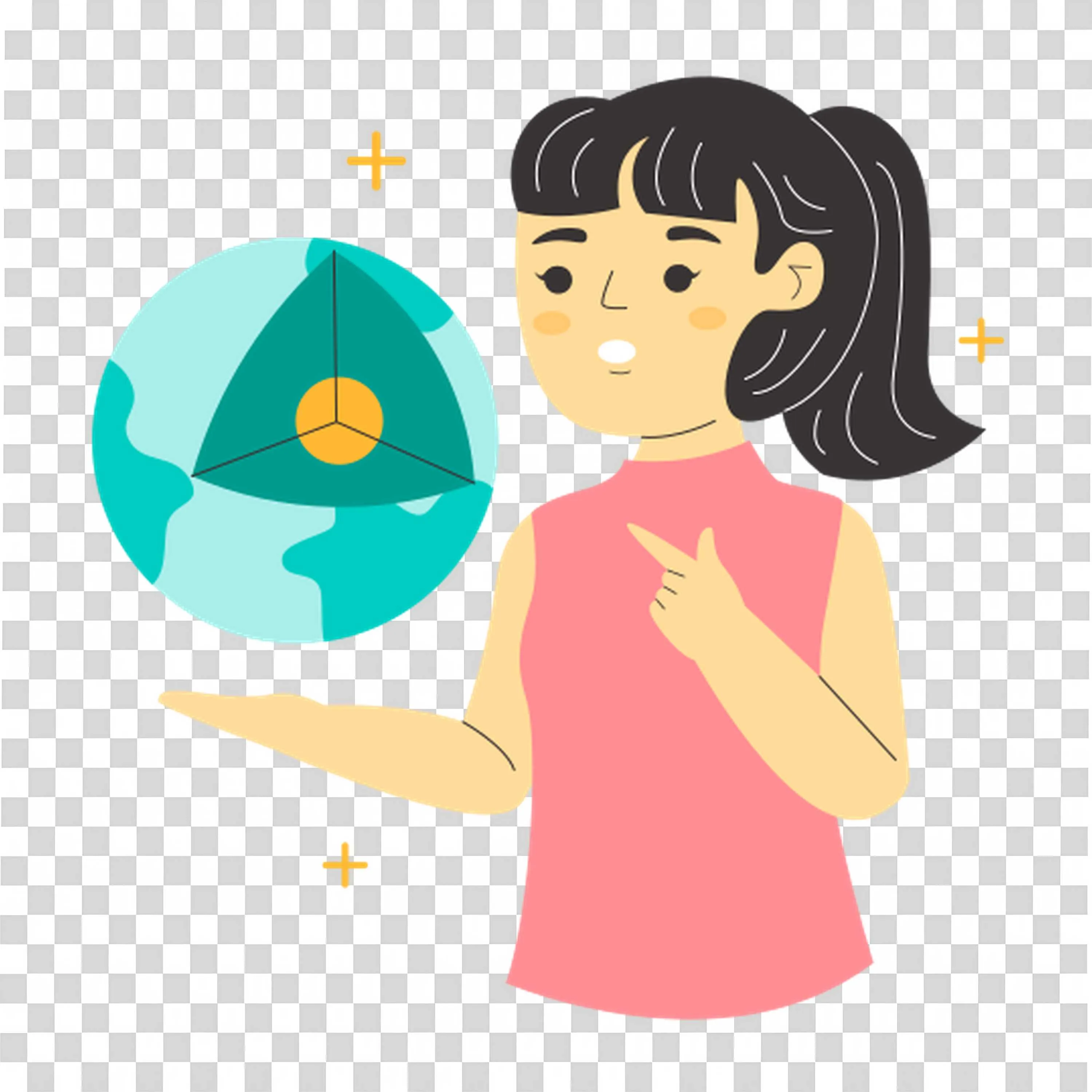 Girl Explaining the Layers Of the Earth with a Model Earth