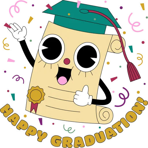 Girl Graduate Holding Diploma and Wearing Gown with Cap