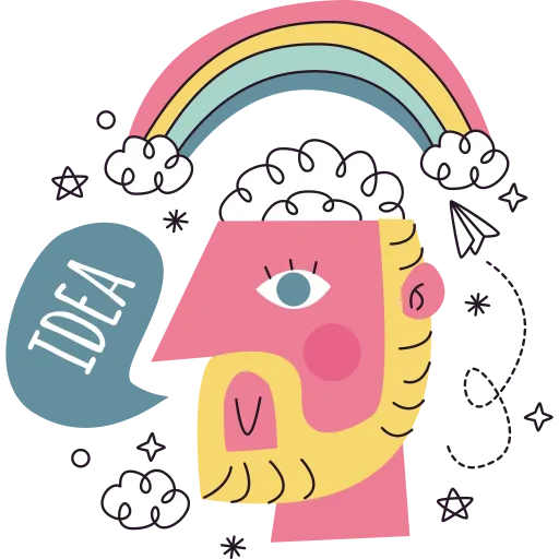 Girl Holding Rainbow with Peace Symbols for Positive Learning