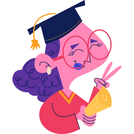 Girl in Graduation Gown Holding Diploma and Smiling
