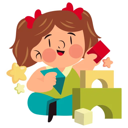 Girl Playing With Number Puzzle Blocks for Early Learning