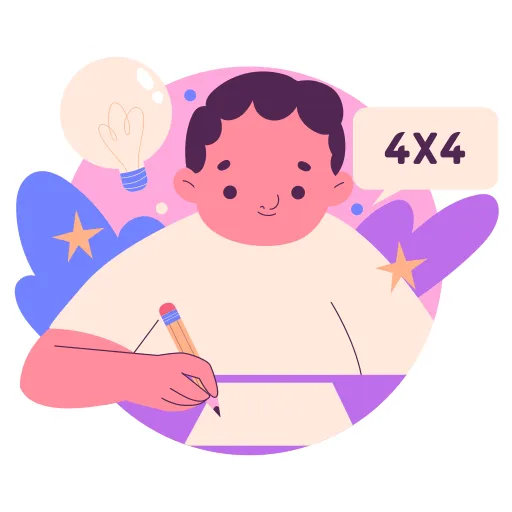 Girl Solving Math Problems with Pencil on Paper free PNG