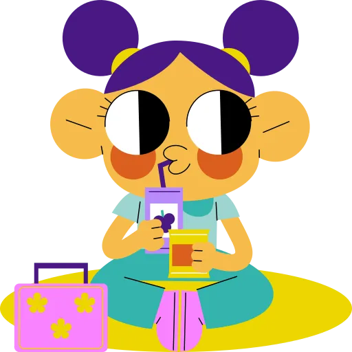 Girl with backpack and lunchbox ready for school day