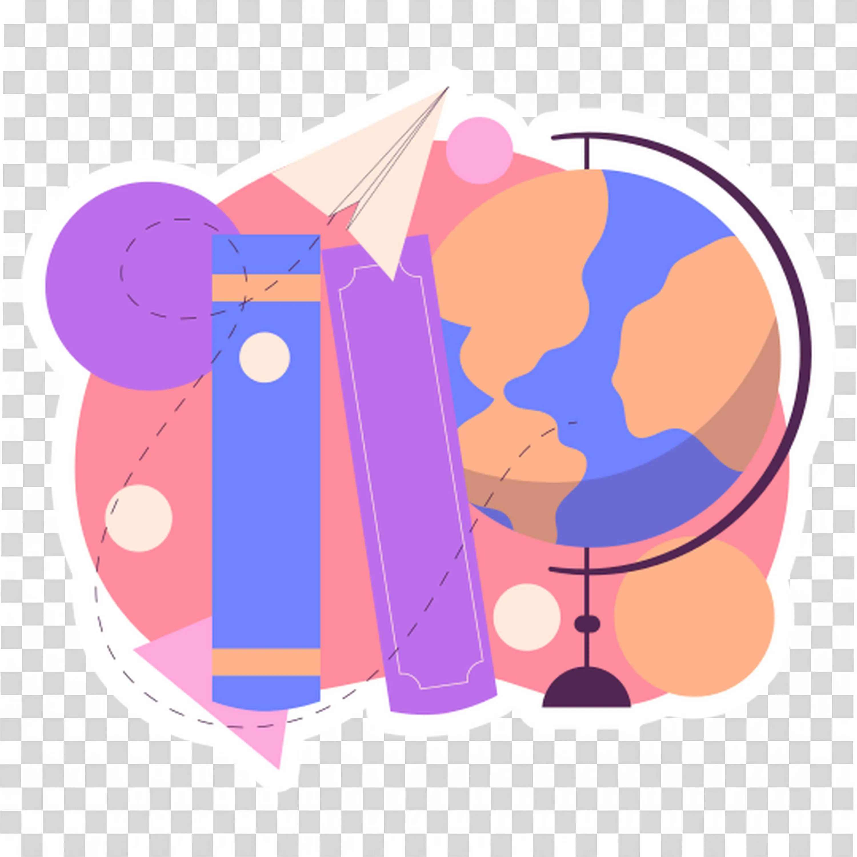 Global Learning with Books and Geography Tools PNG Image