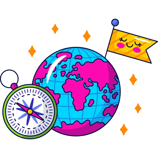 Globe with compass symbolizing geography and exploration