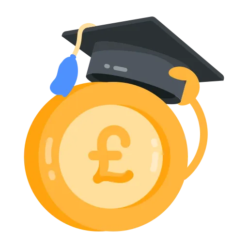 Gold coin with pound symbol representing education funding