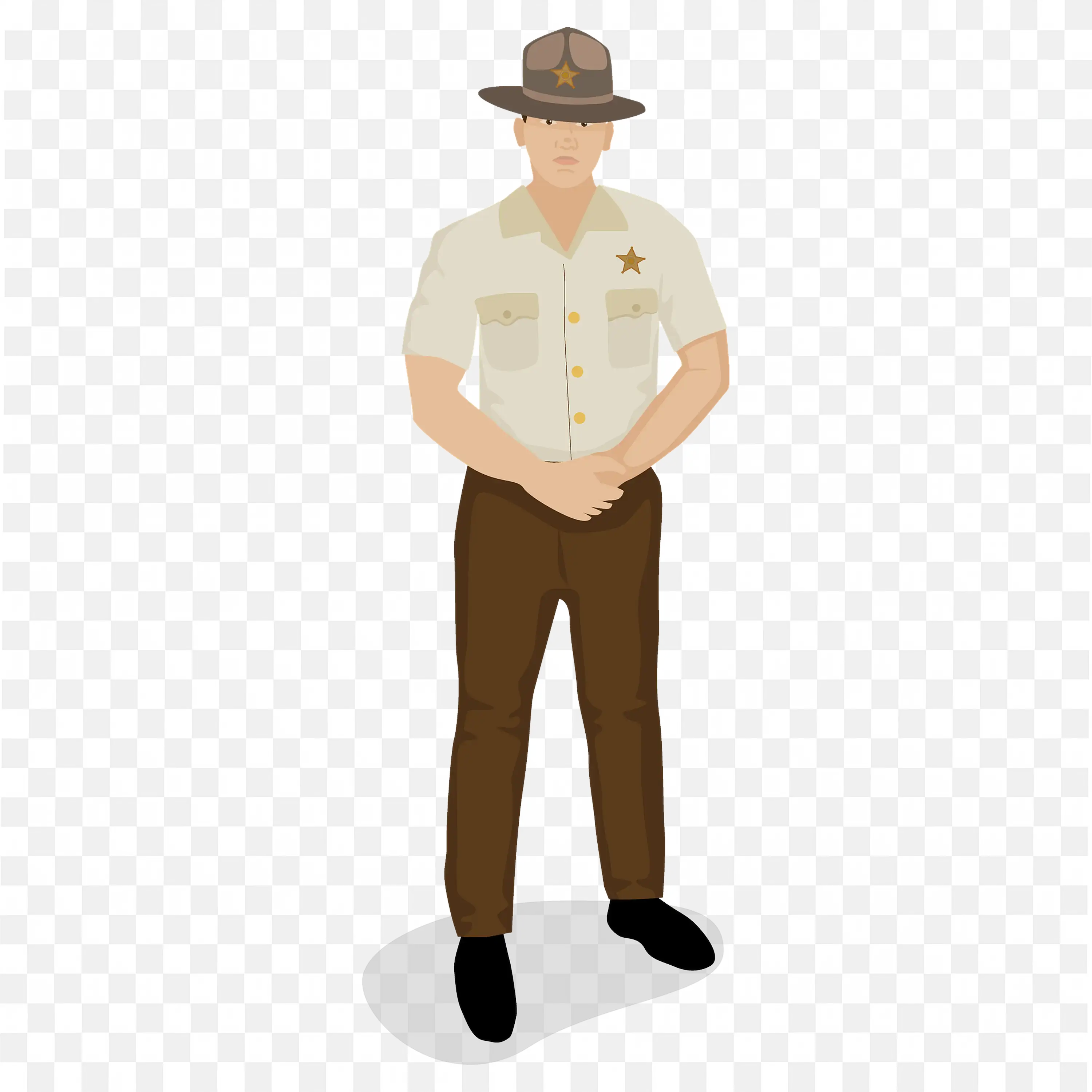 Gold Star Sheriff with Uniform and Standing Upright PNG