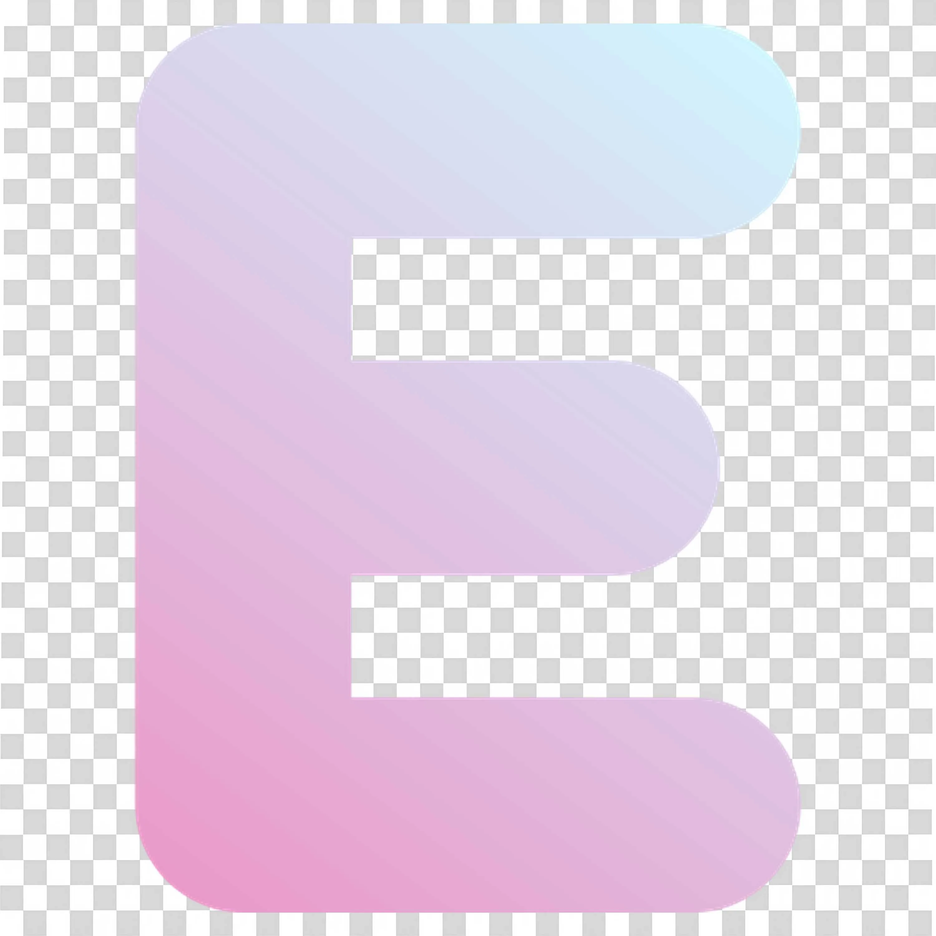 Gradient Letter E Graphic with Soft Pastel Colours PNG Image