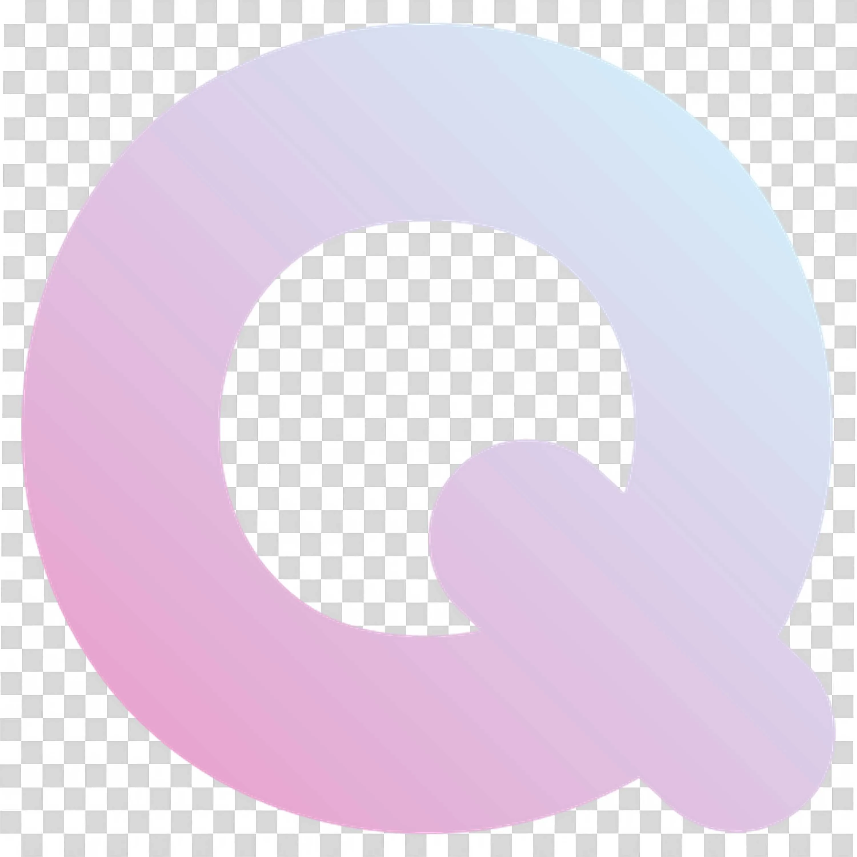 Gradient Letter Q Icon in Soft Pink and Blue Pastel Colours