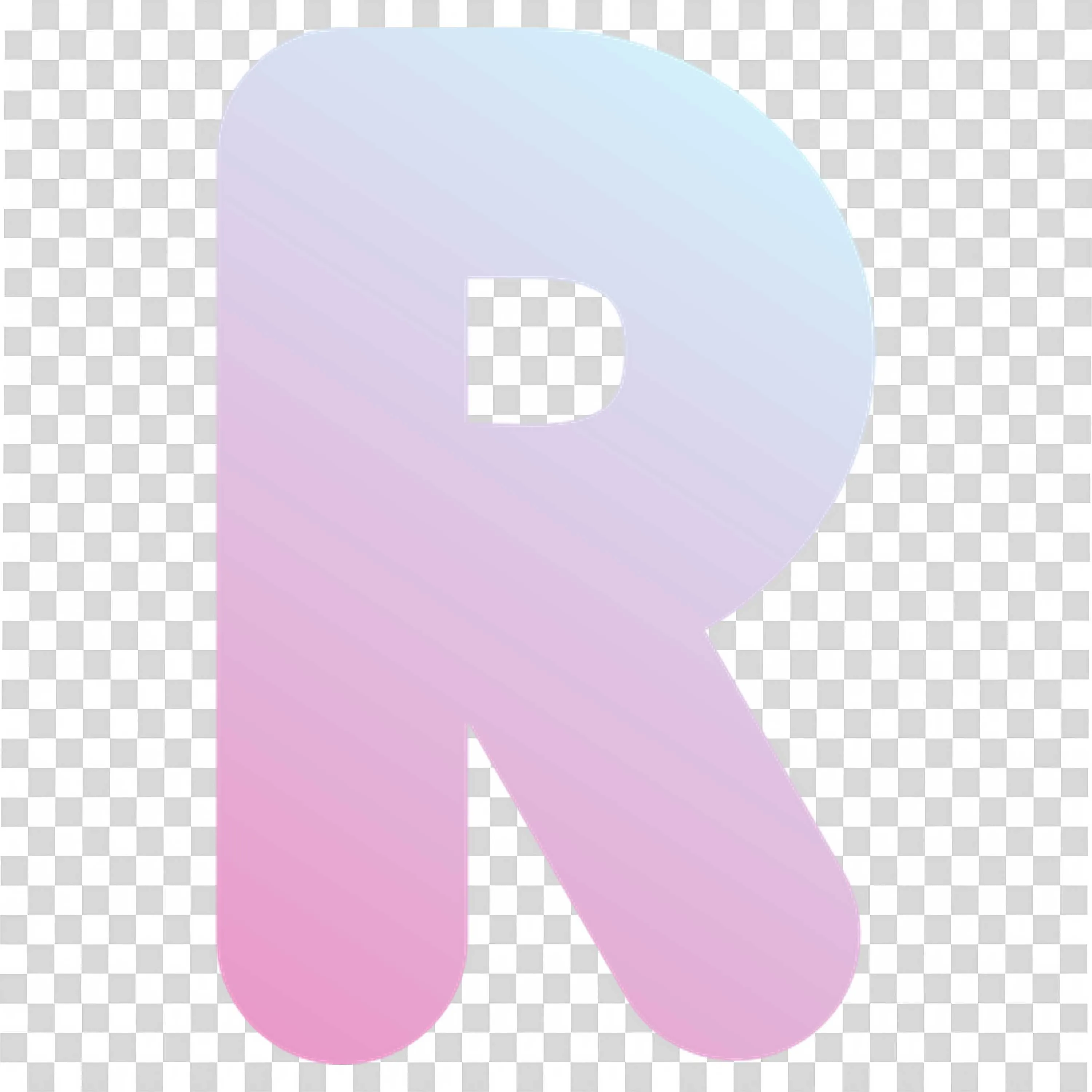 Gradient Pastel Letter R with Soft Pink and Blue Tones Png