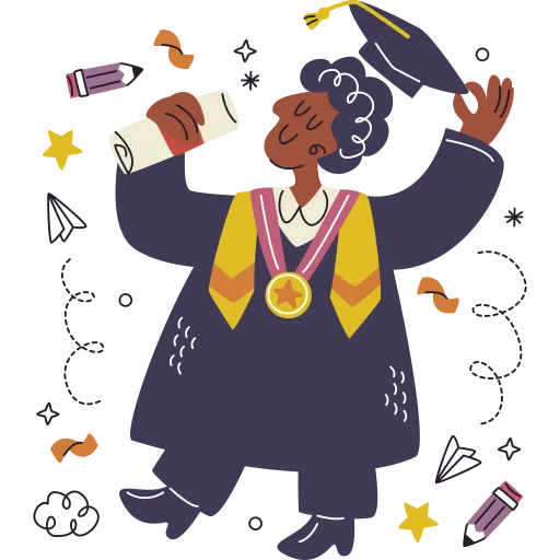 Graduate celebrates with diploma and joy PNG download