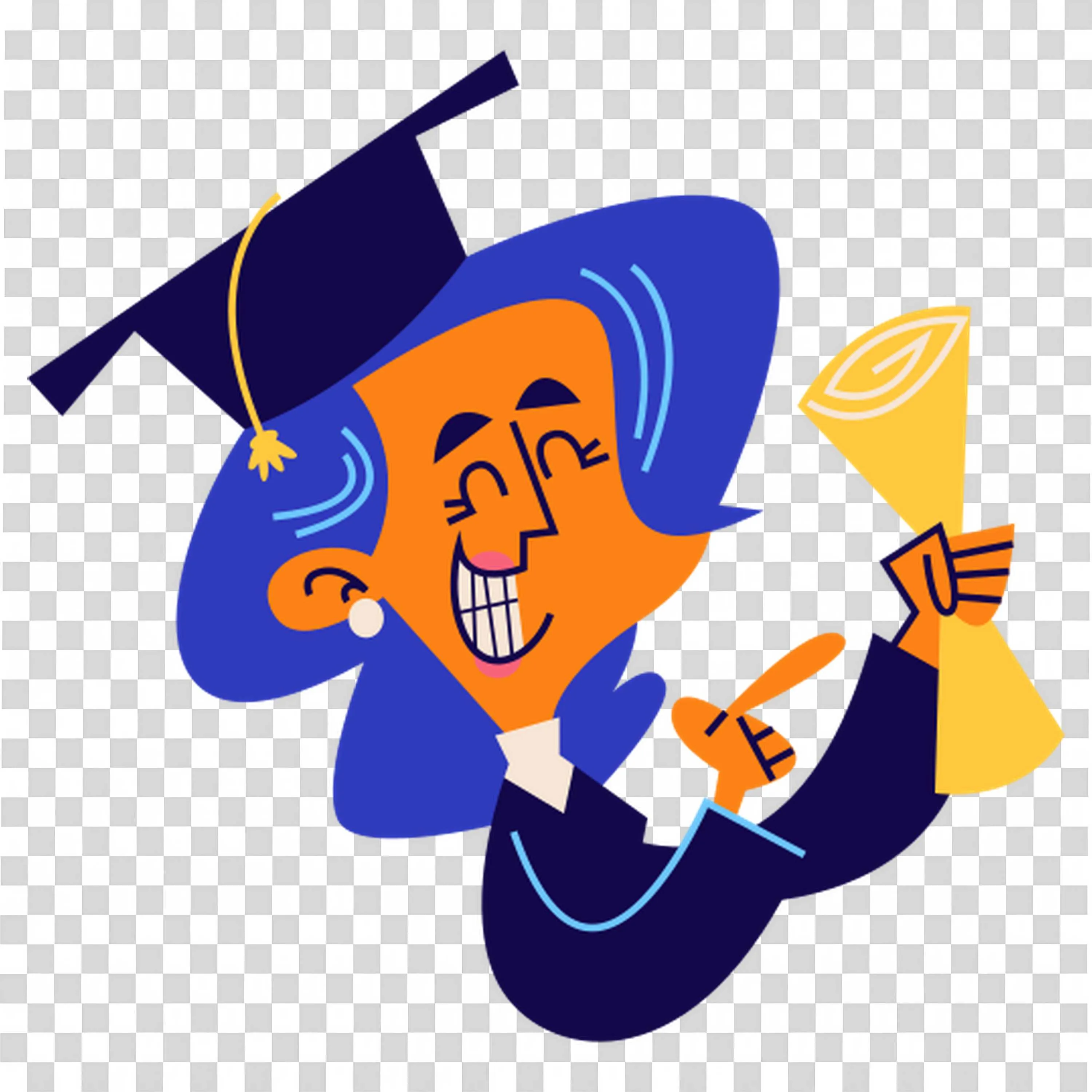 Graduate in a Blue Gown Holding a Diploma with a Big Smile