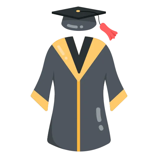 Graduate wearing cap and gown celebrating school completion