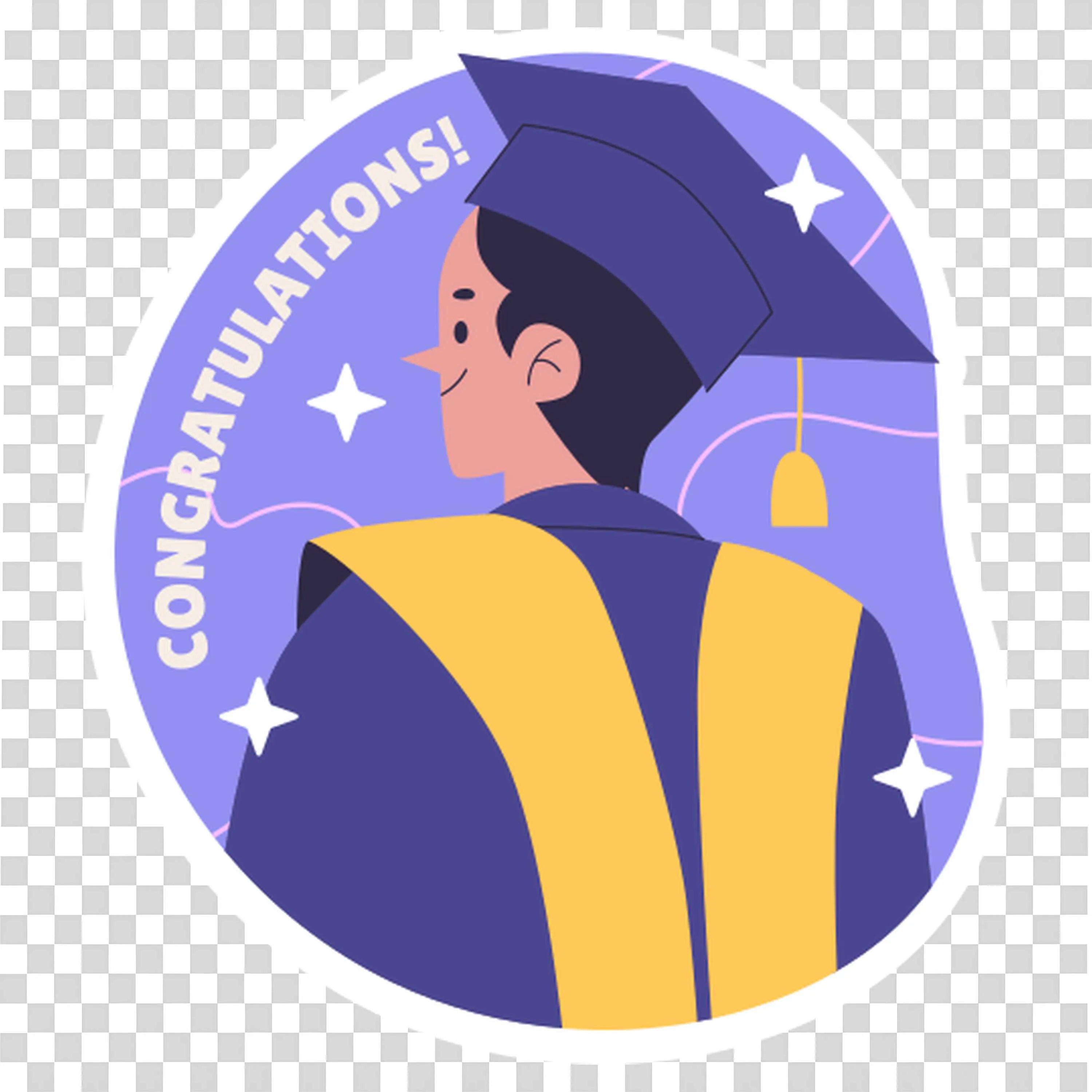 Graduate Wearing Cap and Gown with Congratulations Message