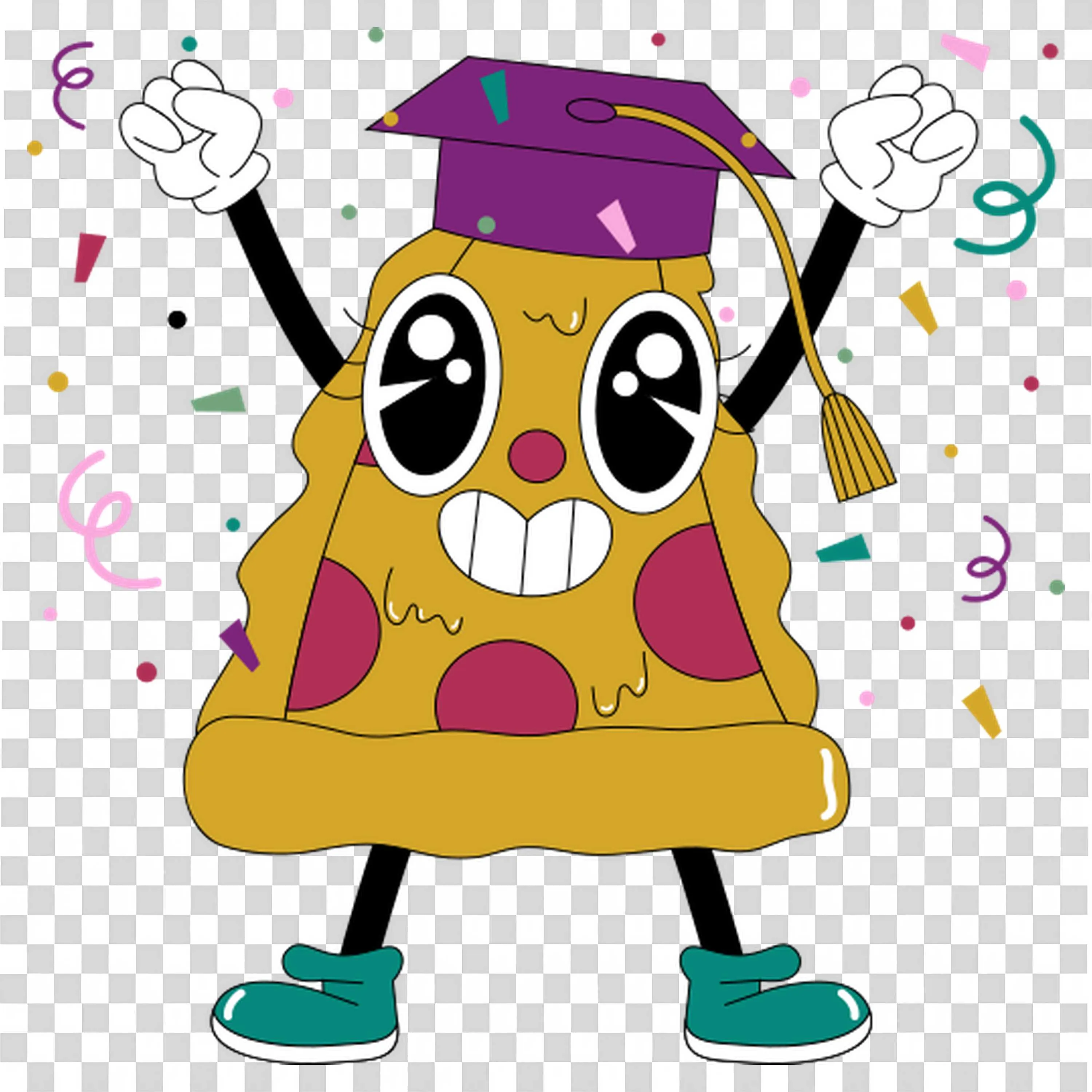 Graduated Brown Pizza Slice with Violet Toppings PNG Image