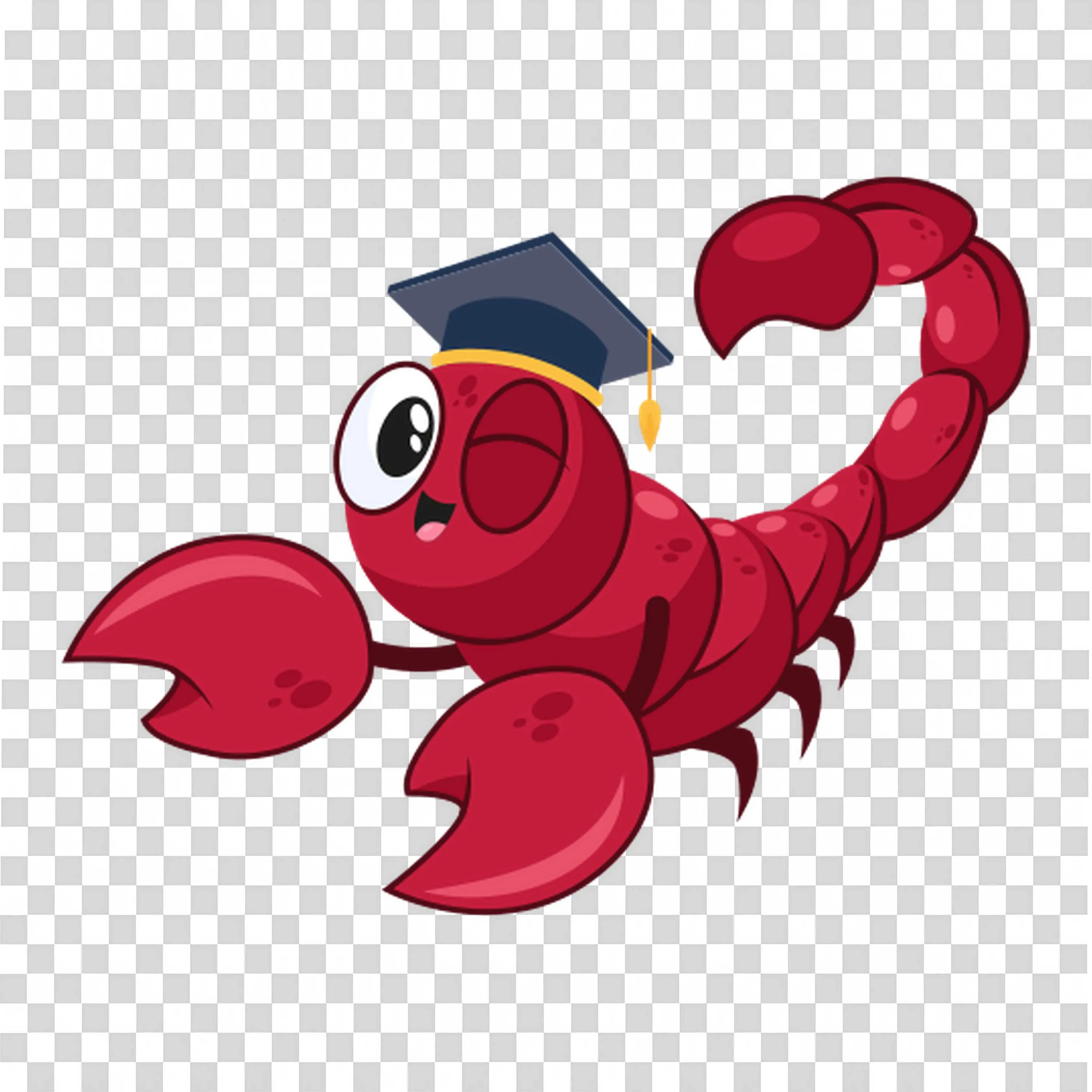Graduated Scorpion Winking with a Cap on Its Head PNG Image