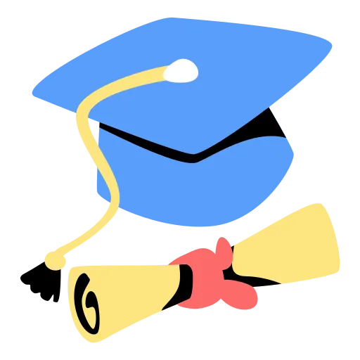 Graduation cap and diploma representing school achievement
