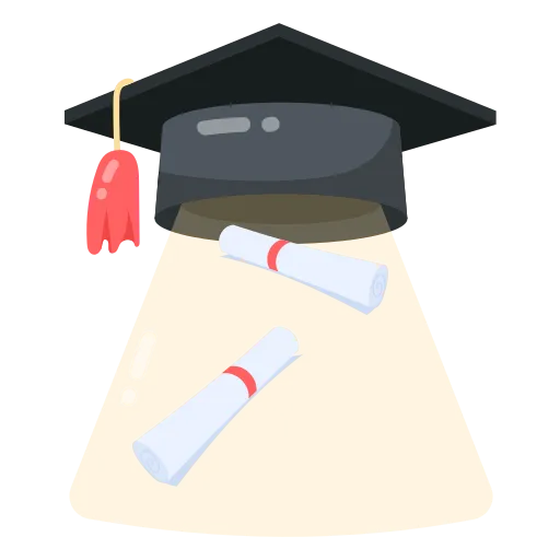 Graduation cap and diploma symbolizing academic achievement