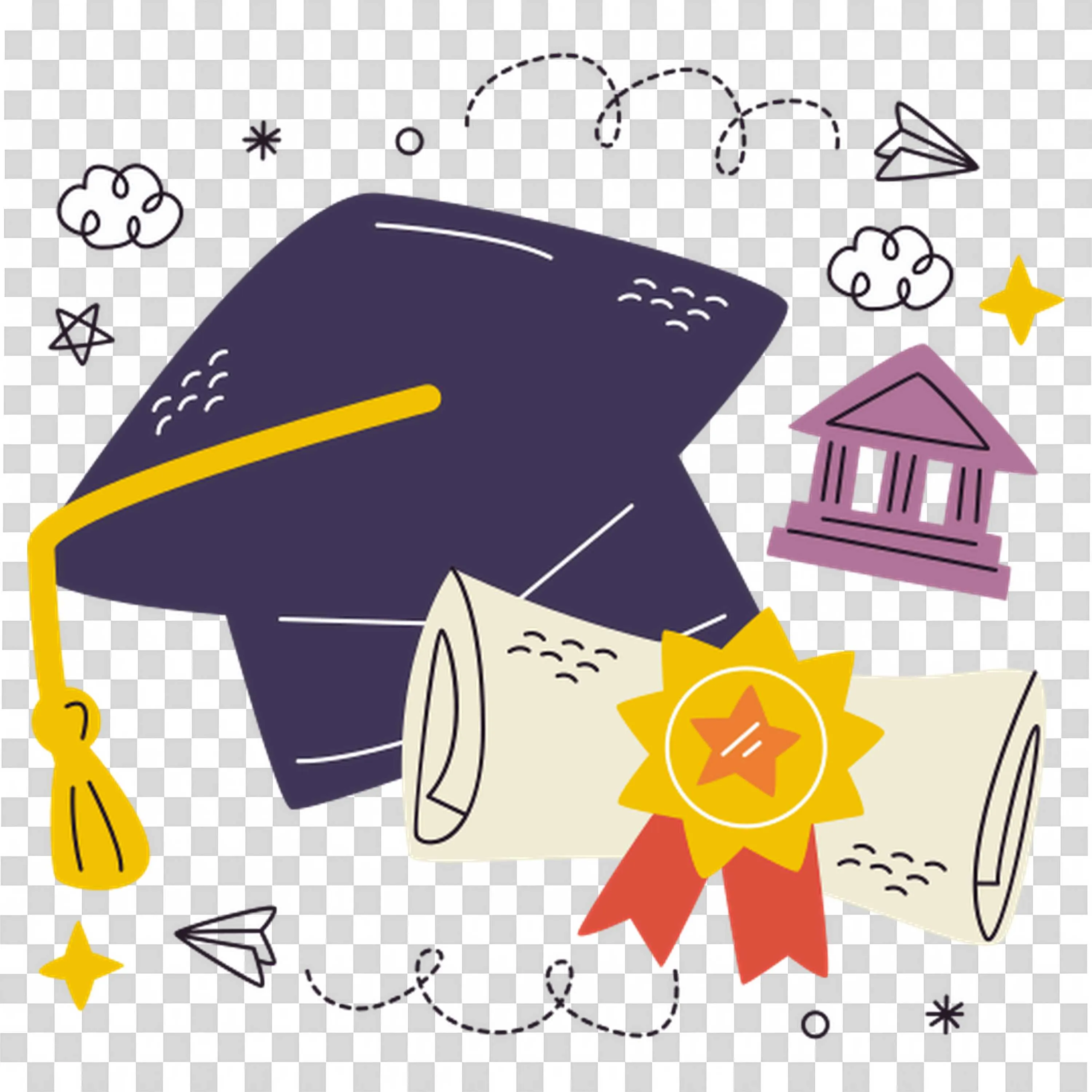 Graduation Cap Diploma and Award Celebrating Academic Success