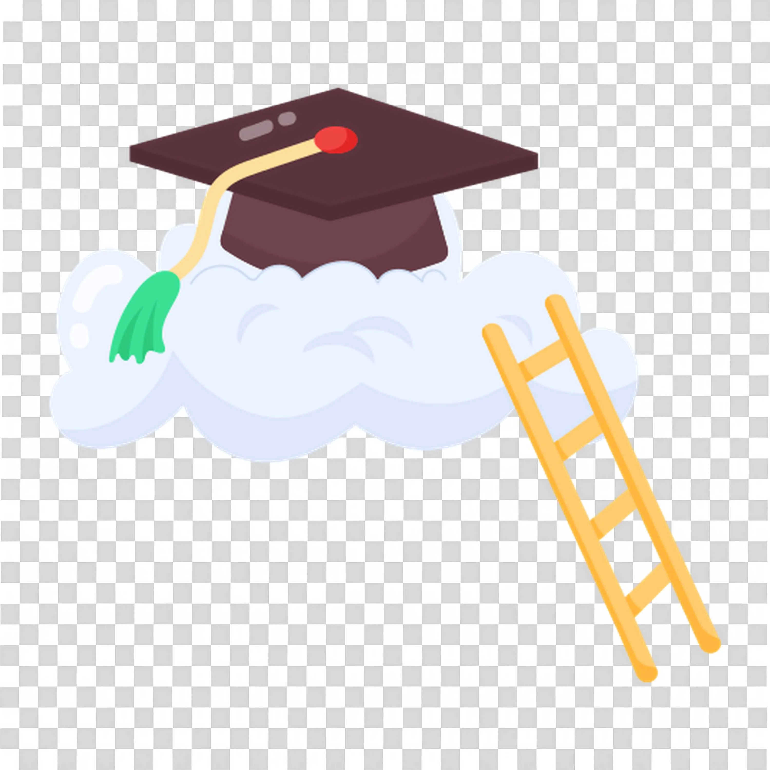 Graduation Cap on a Cloud with Ladder Showing Future Goals
