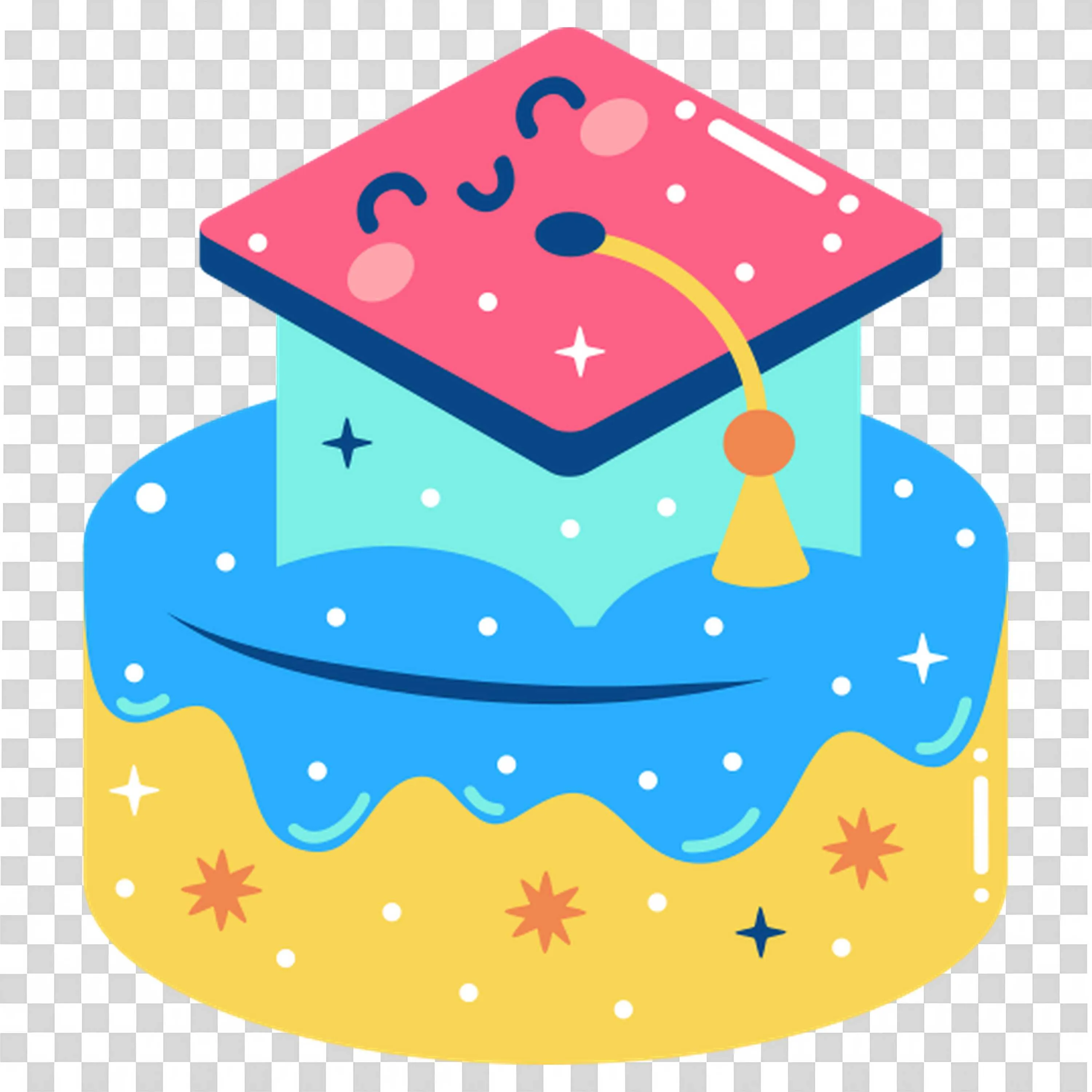 Graduation Cap on a Magical Glowing Cake Celebrating Success