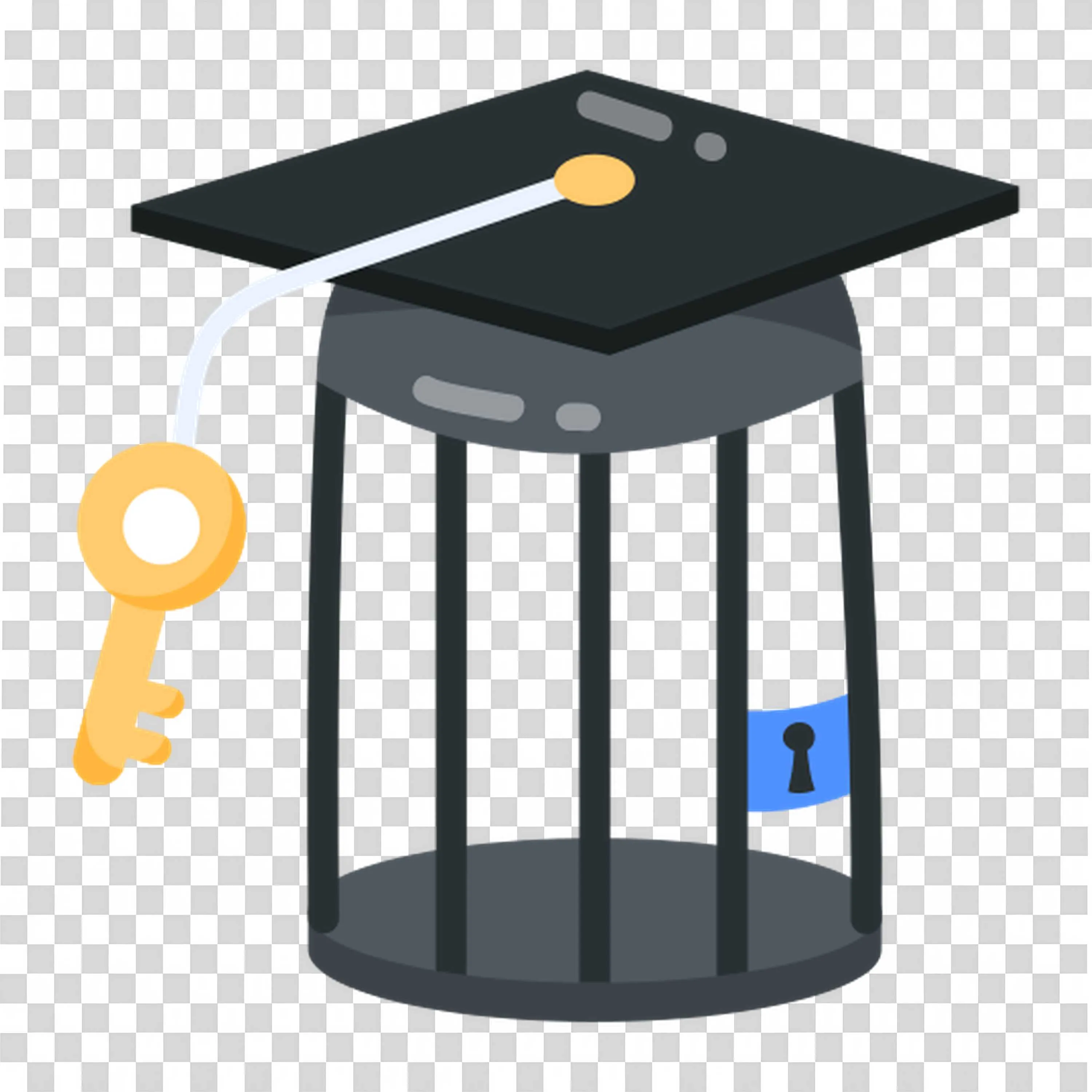 Graduation Cap on Jail Cell with Key Symbolizing Education