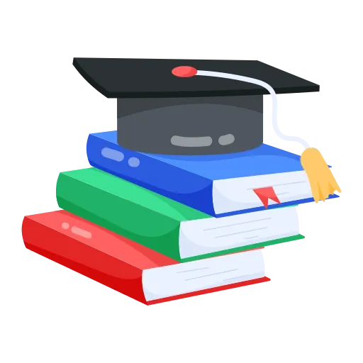 Graduation Cap with Books Representing Knowledge PNG