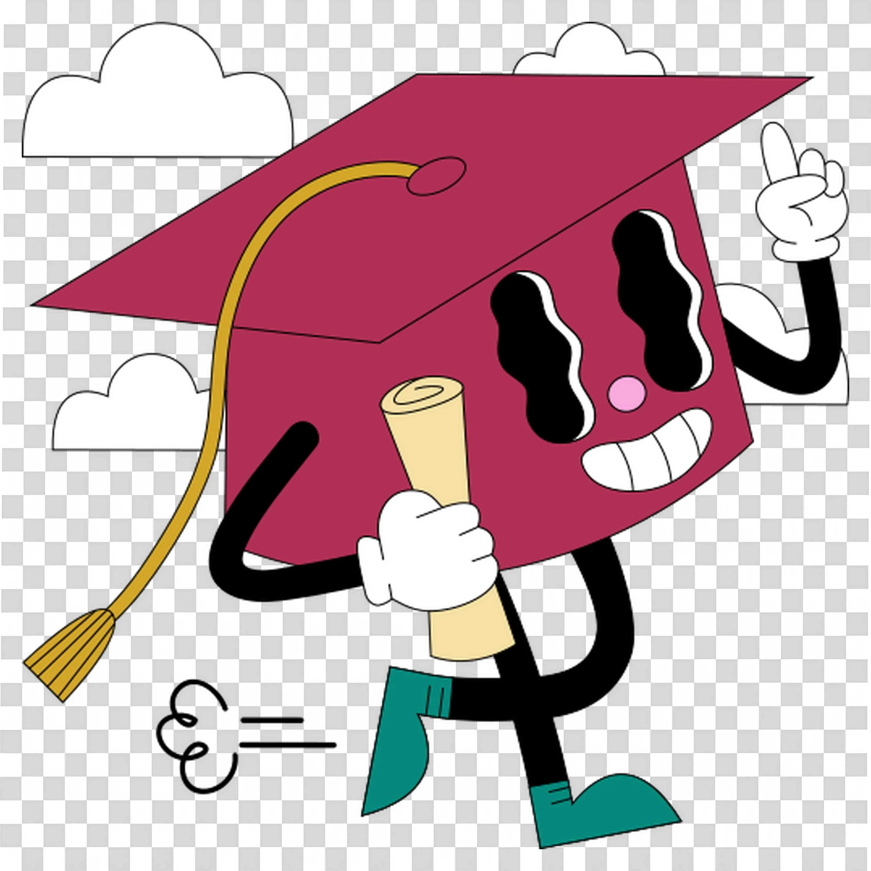 Graduation Cap with Clown Face Holding Scroll PNG Image