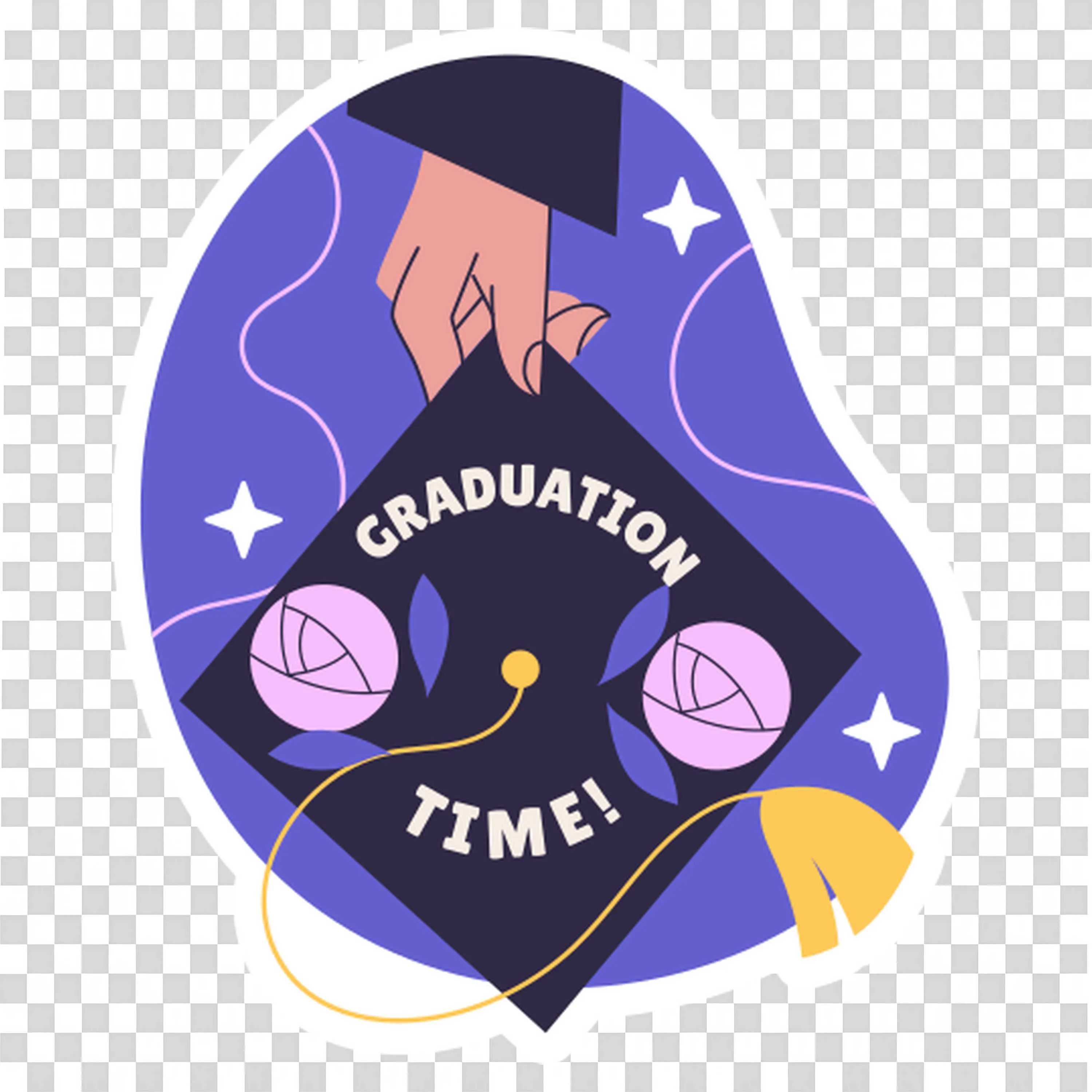 Graduation Cap with Flowers and Text Graduation Time Png