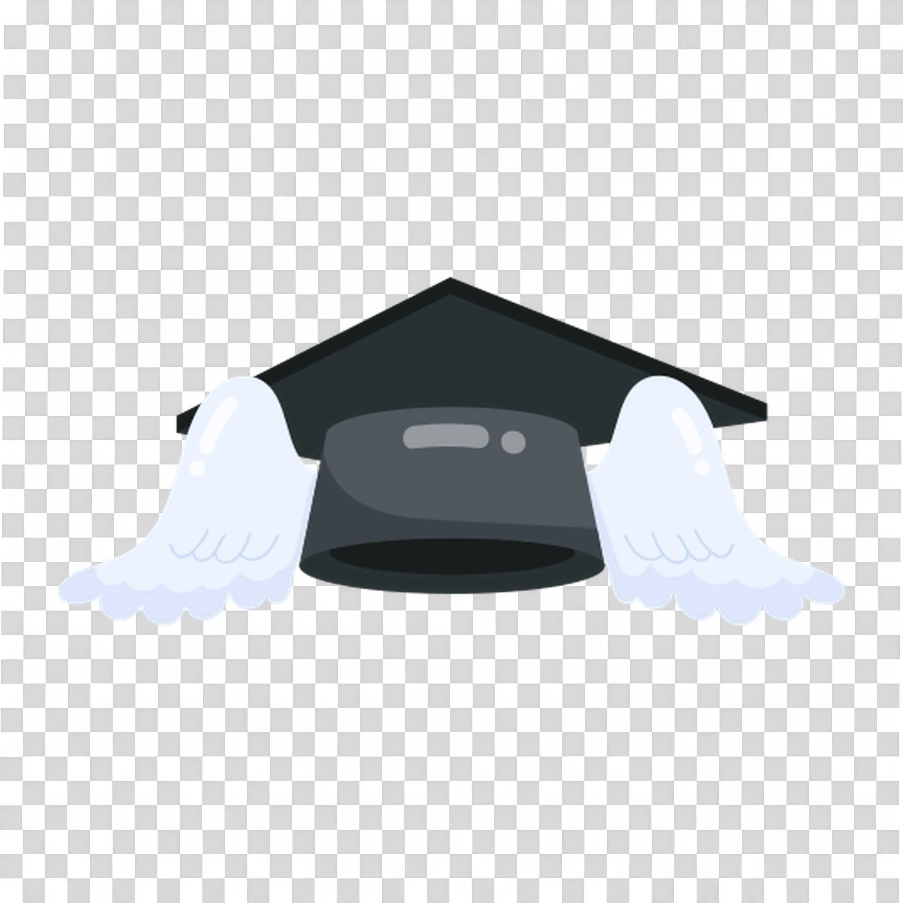 Graduation Cap with White Angel Wings Free PNG Download
