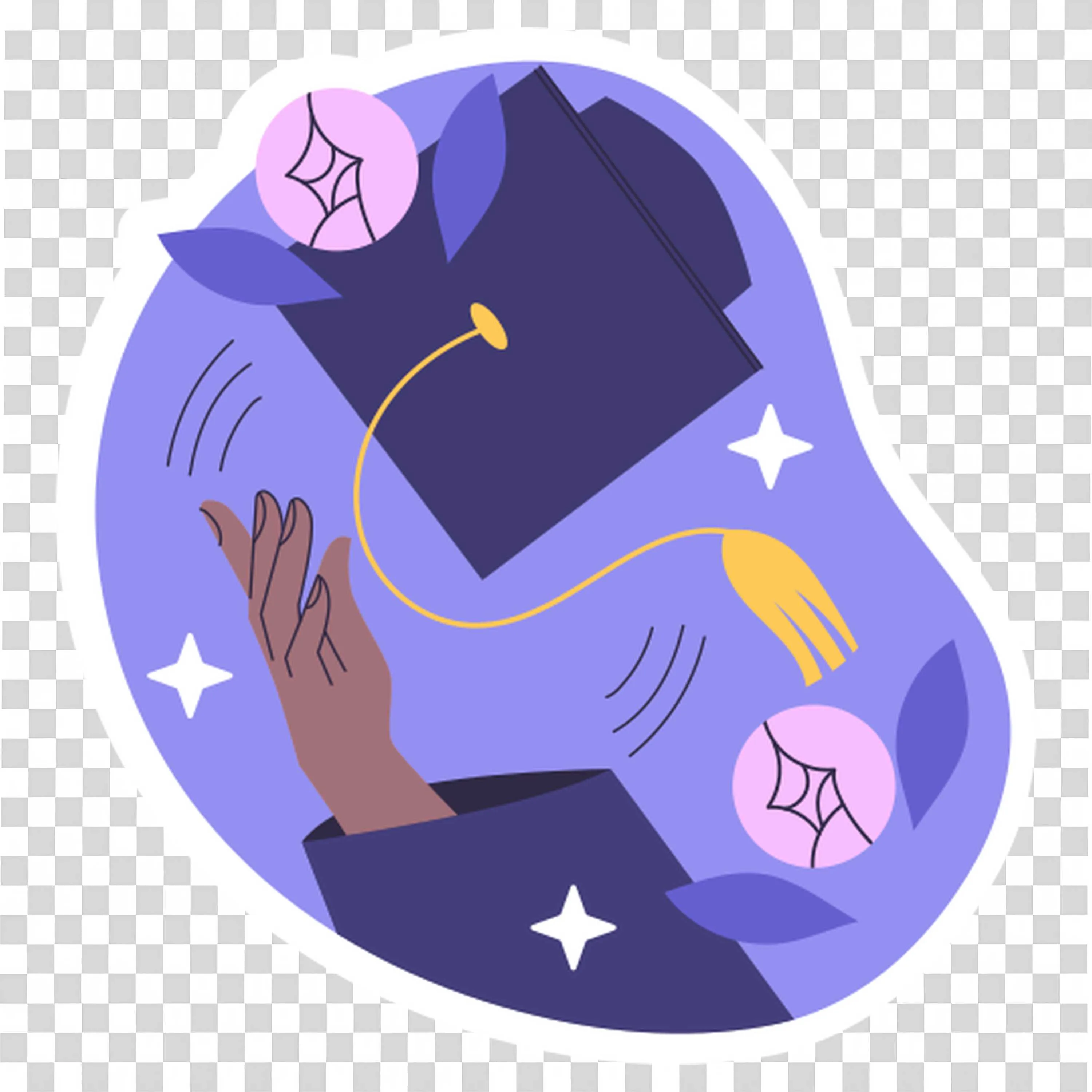 Graduation Celebration with Hats Flying in the Air PNG Image