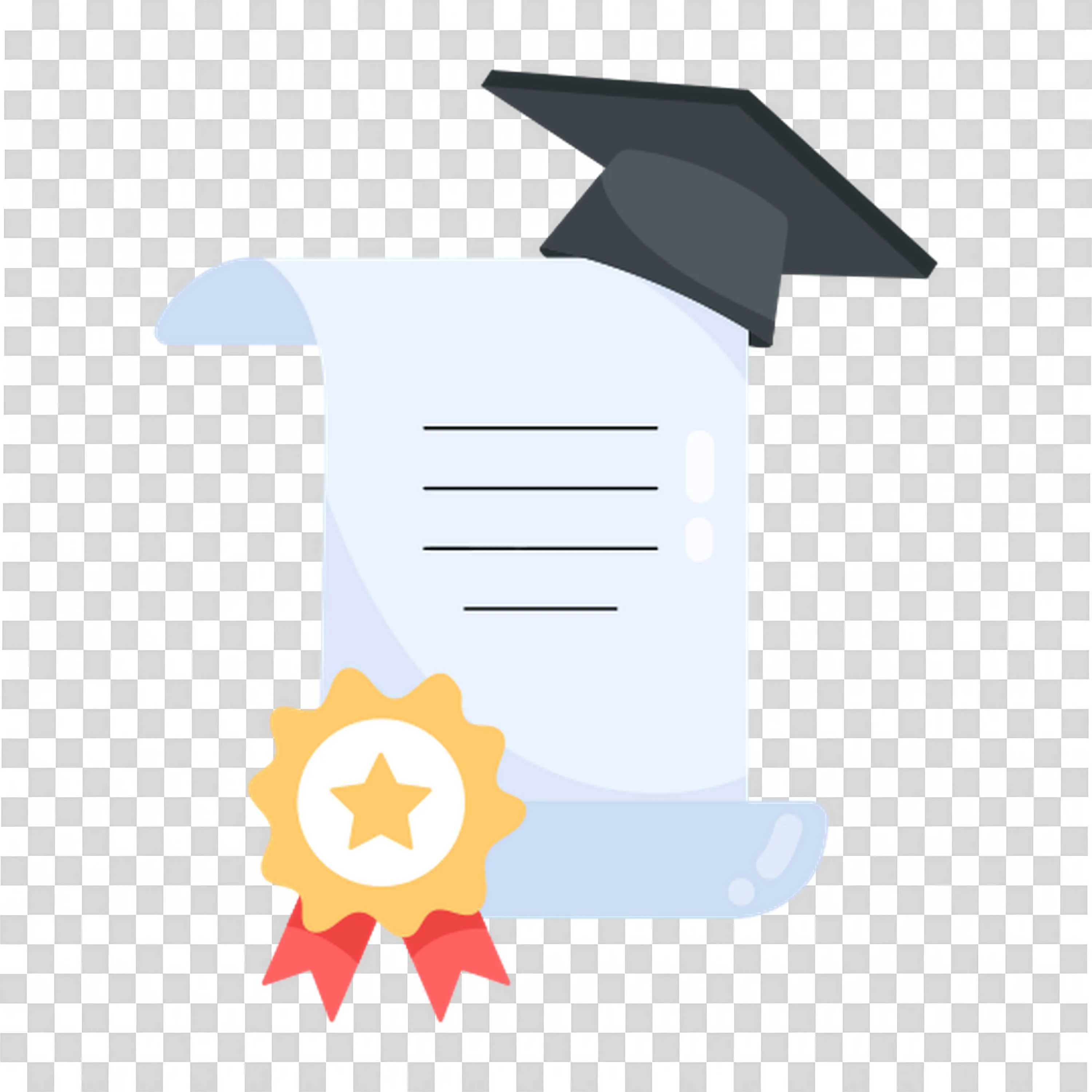 Graduation Certificate with a Cap and a Award Ribbon Icon