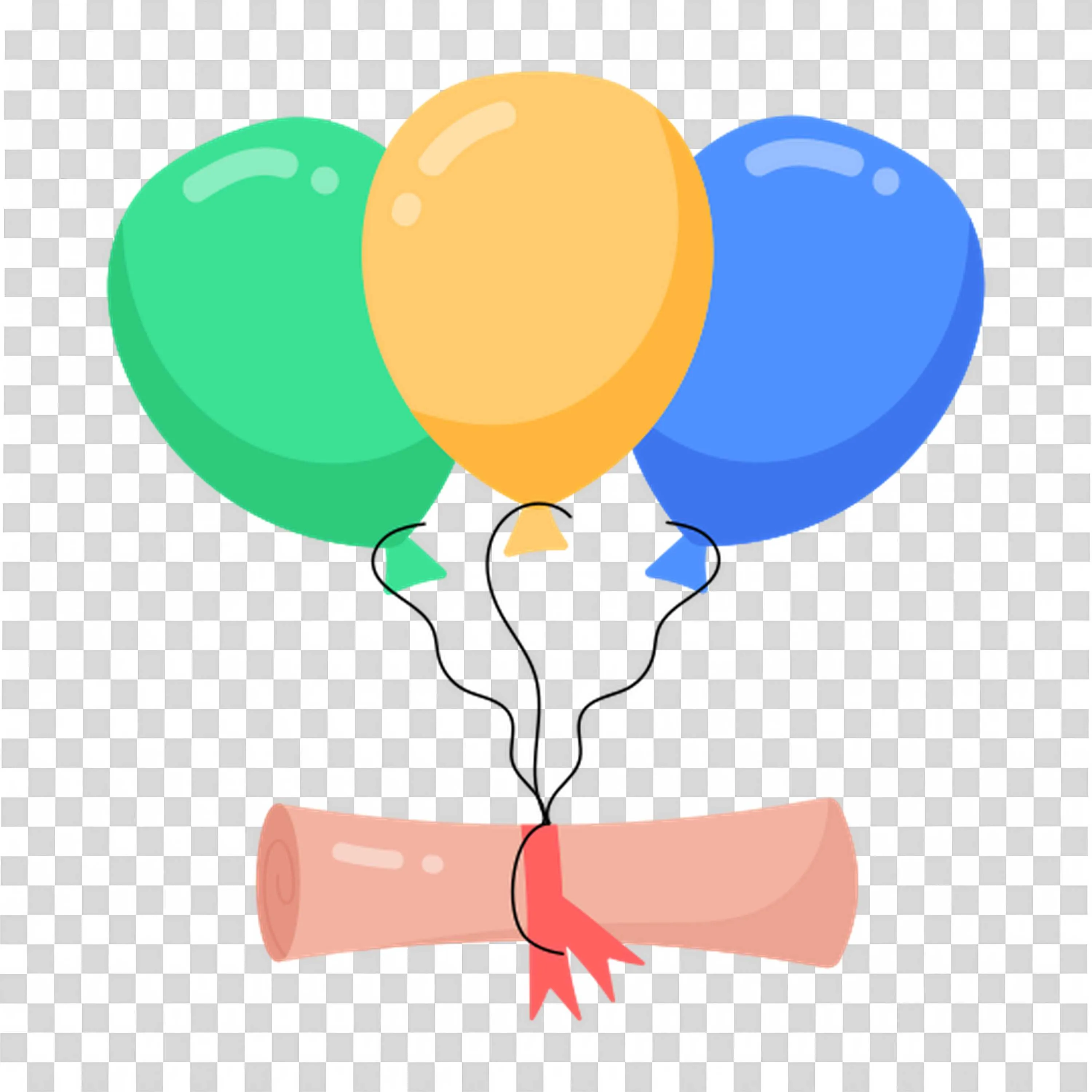 Graduation Diploma Tied with Ribbon and Colourful Balloons