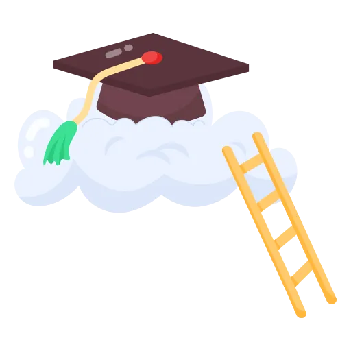 Graduation hat floats with success and achievement PNG
