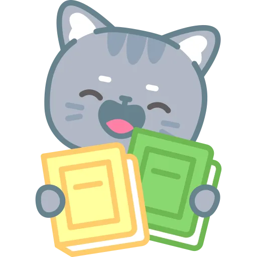 Gray Cat Reading Book Encourages Good Study Habits