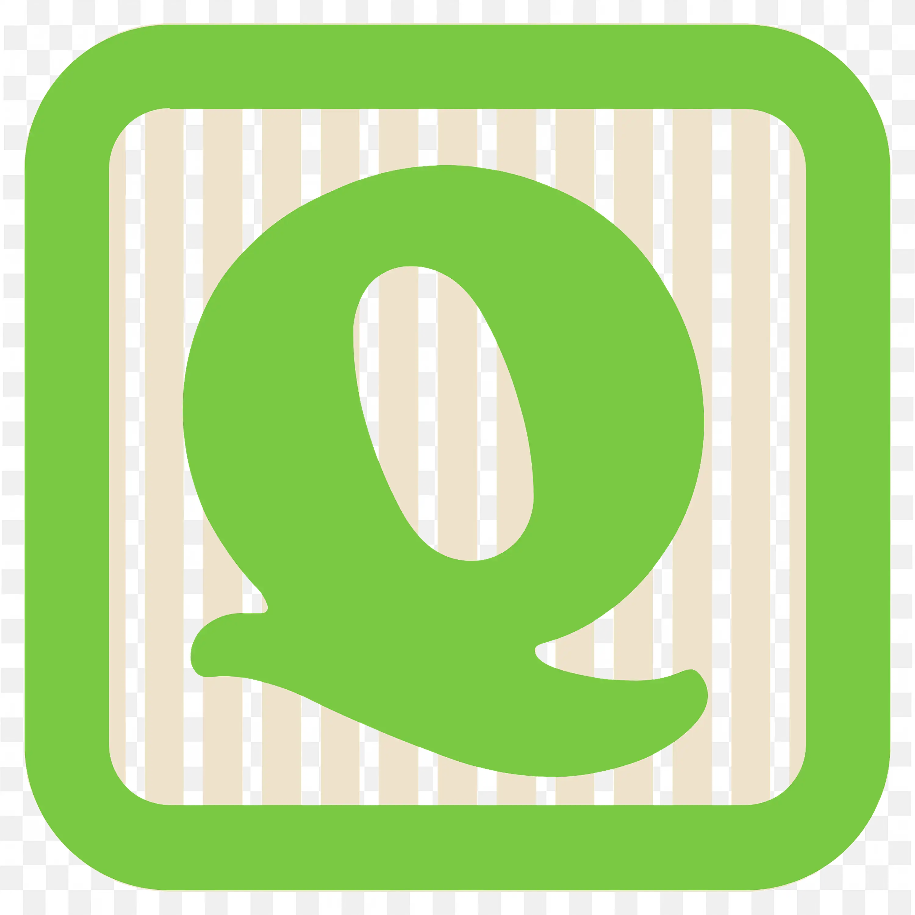 Green Letter Q Inside a Green Rounded Square Frame Free PNG