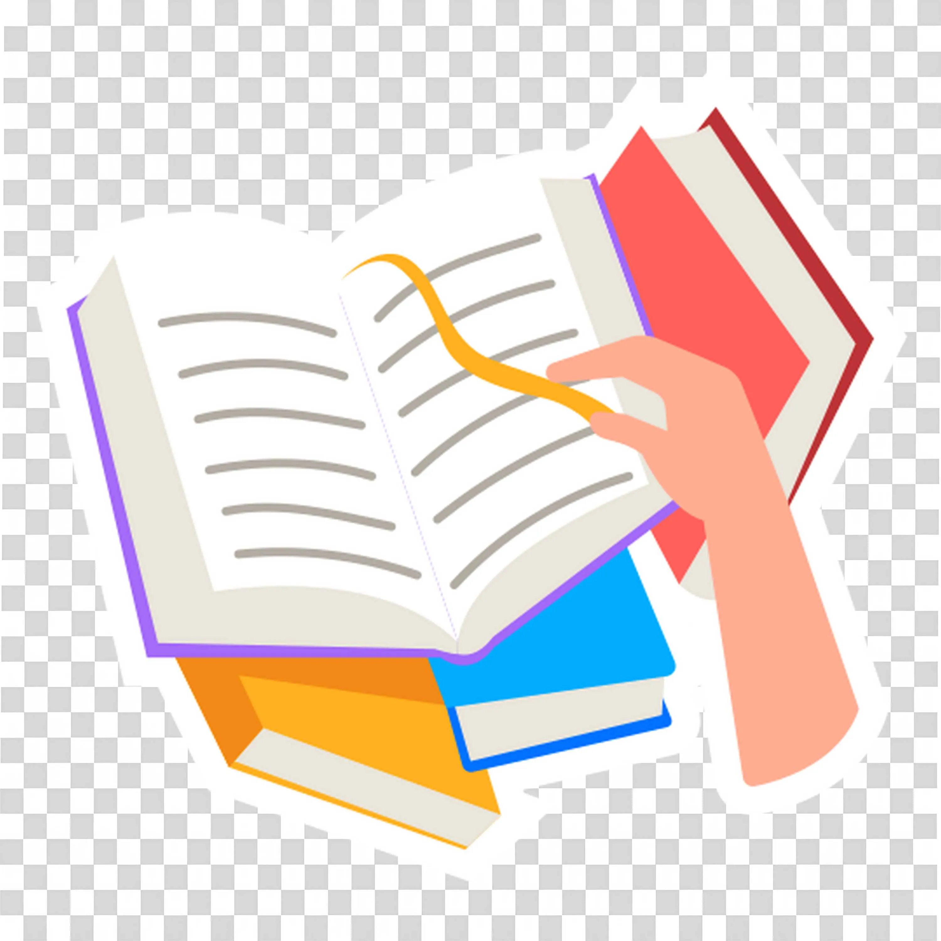 Hand Flipping Through An Open Book with Stacked Books Nearby