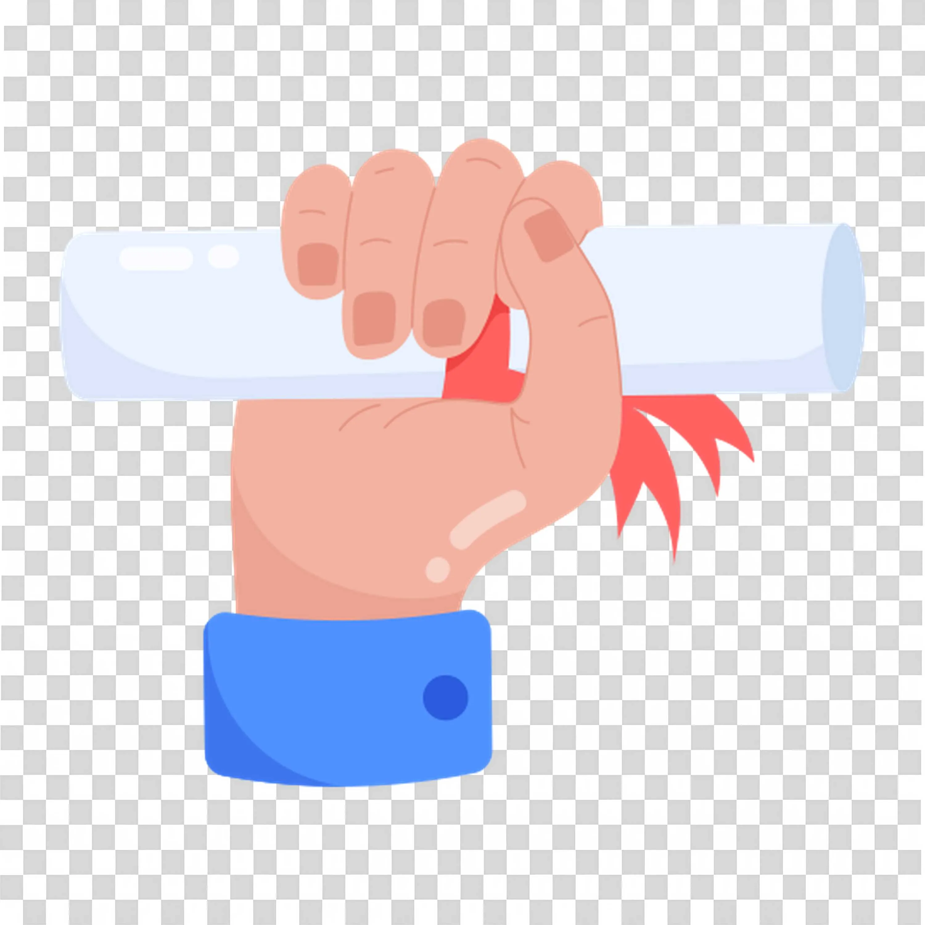 Hand Holding Diploma Scroll with Red Ribbon Free PNG Image