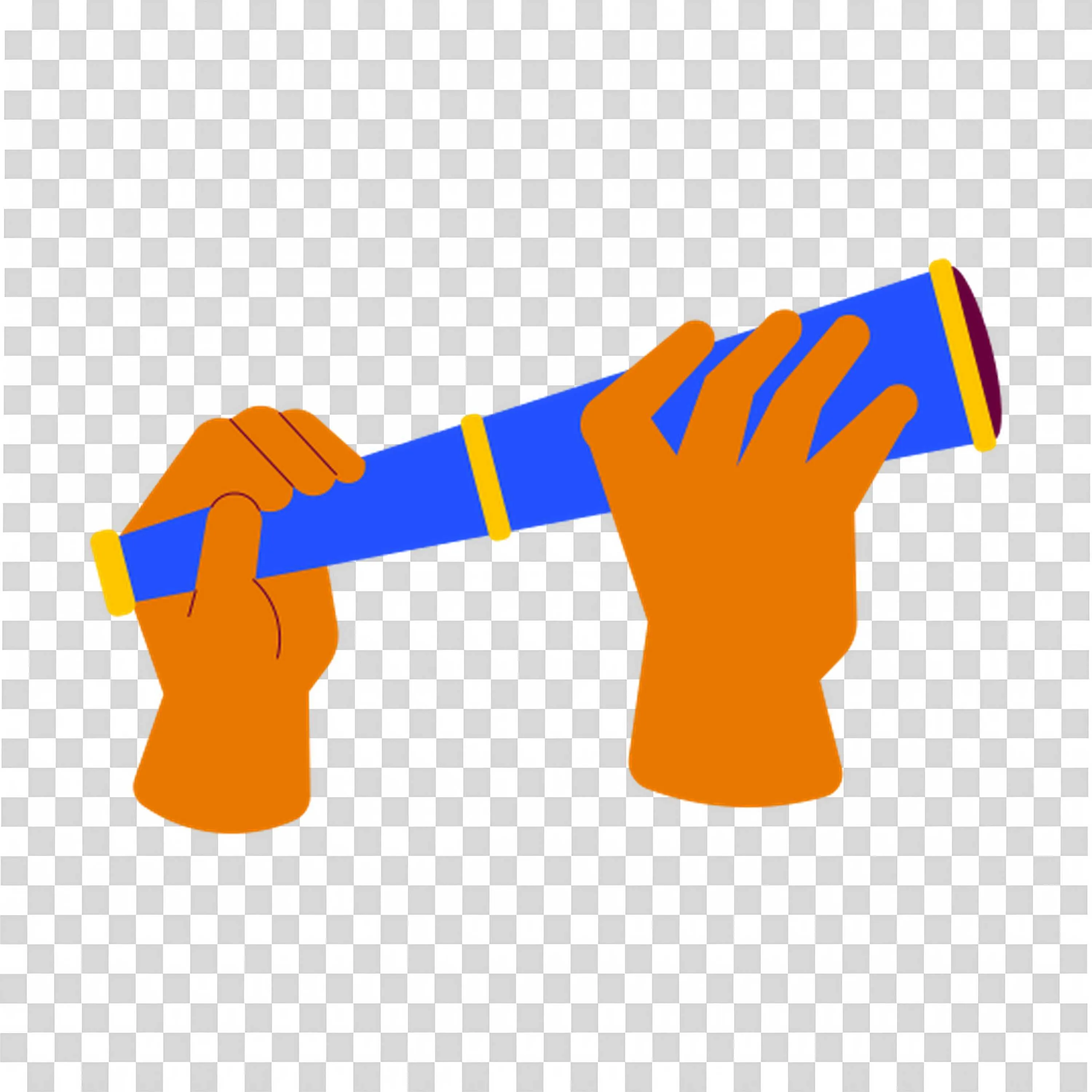 Hands Holding a Yellow Telescope Looking Into Distance Png