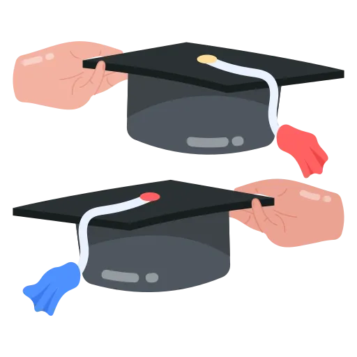 Hands holding graduation caps for school completion