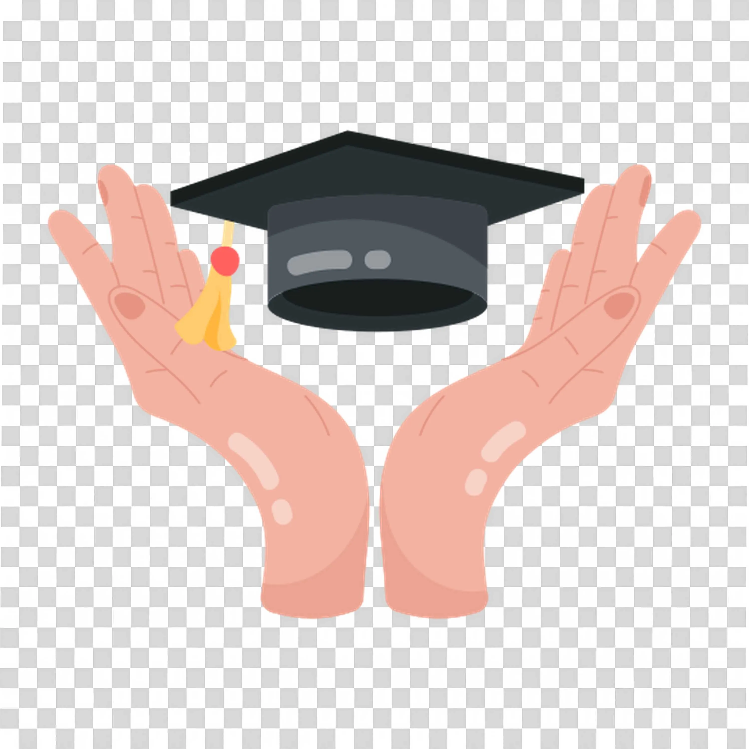 Hands Lifting the Graduation Cap with Tassel Free PNG Image