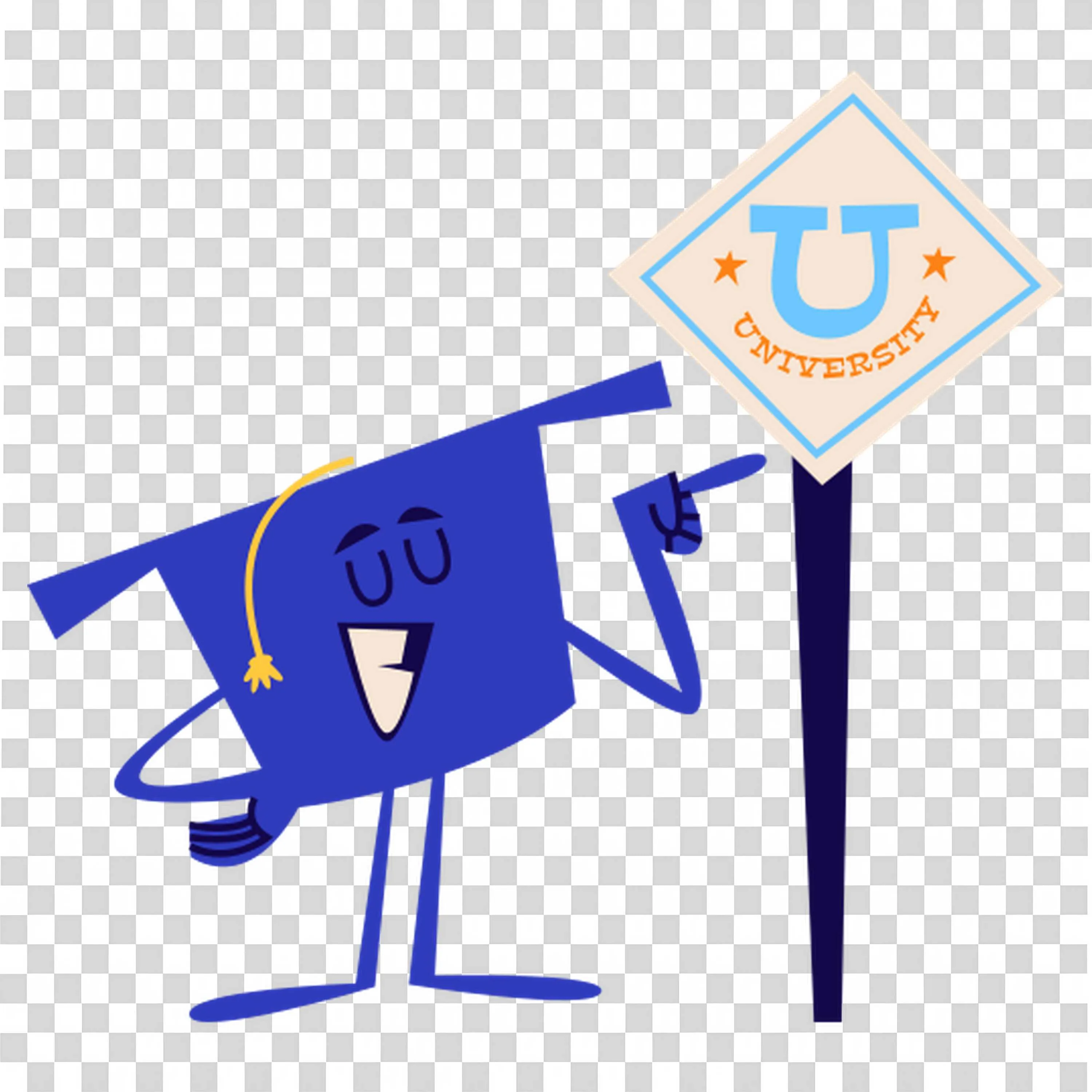 Happy Blue Graduation Cap with a University Diploma Png