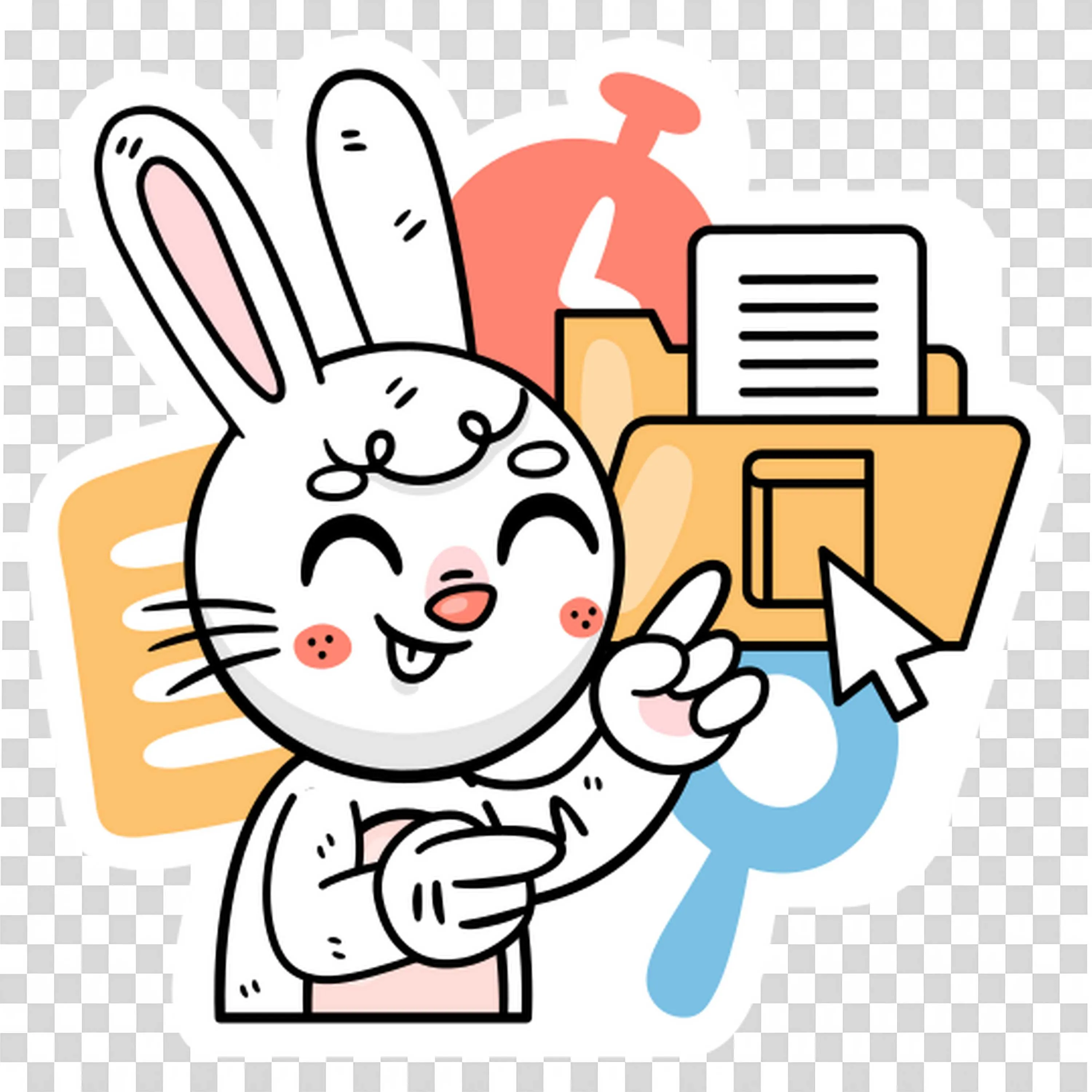 Happy Bunny Organizing Files Documents Education Work Png