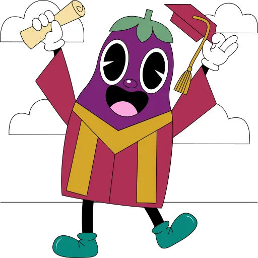 Happy Cartoon Graduate Holding Diploma Represents Success