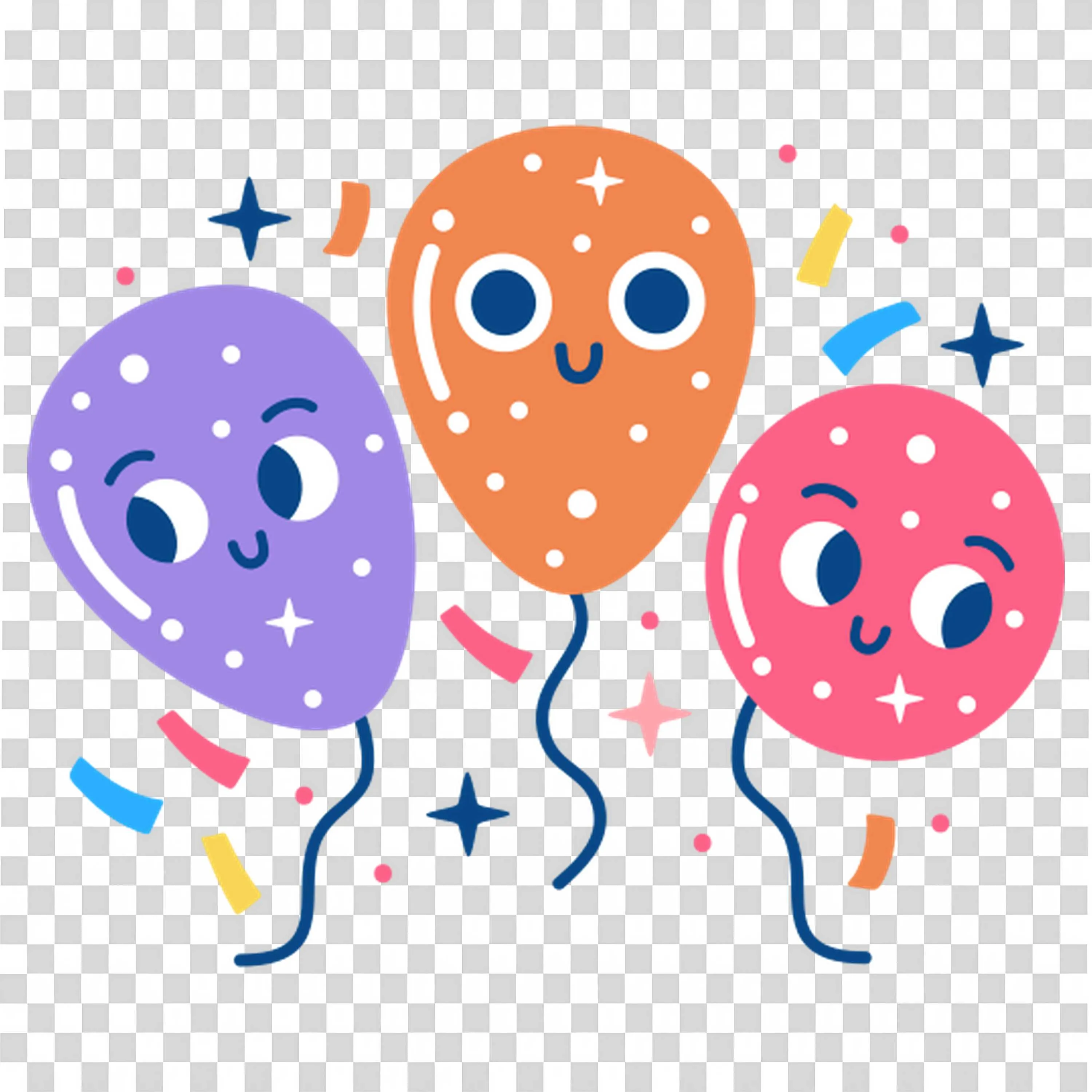 Happy Colourful Balloons with Cute Smiling Faces for Fun