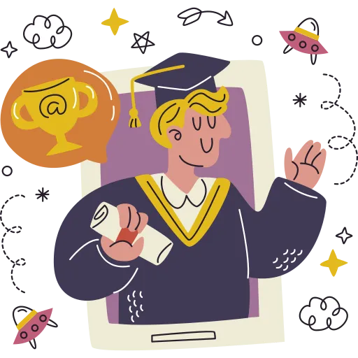 Happy graduate celebrating with diploma and graduation cap