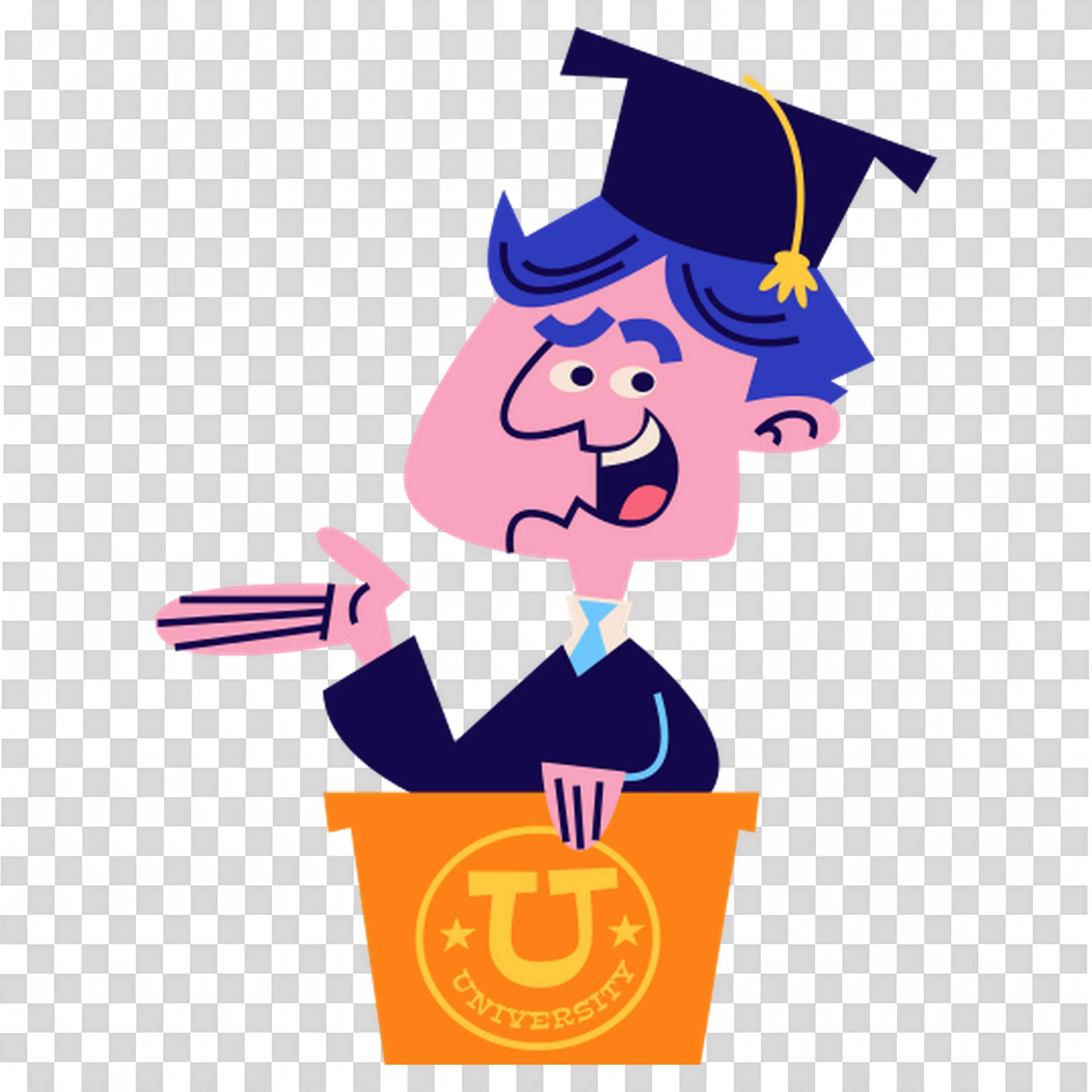 Happy Graduate Man Illustration for University Success Png