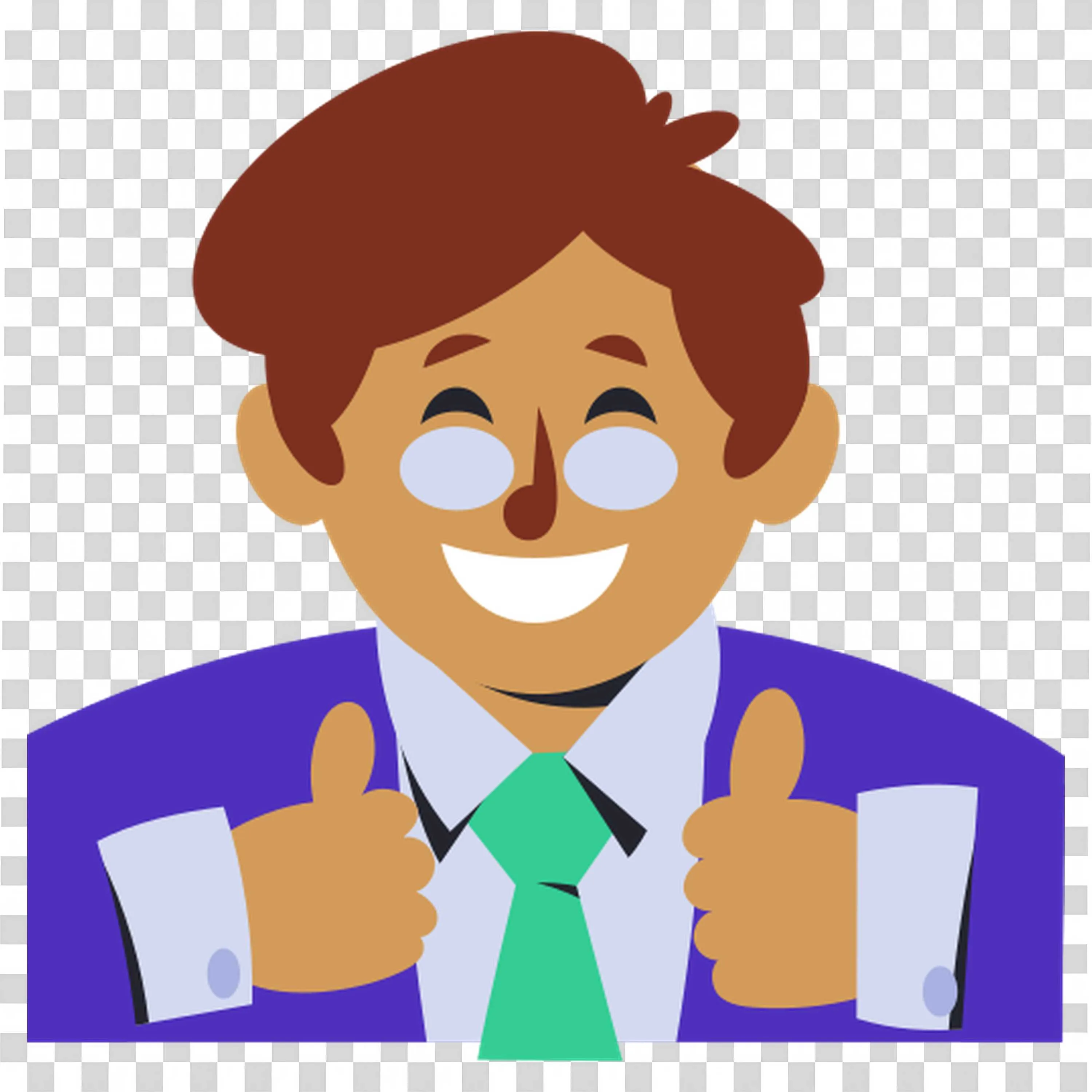Happy Man Giving Thumbs Up Wearing Glasses and a Tie Png